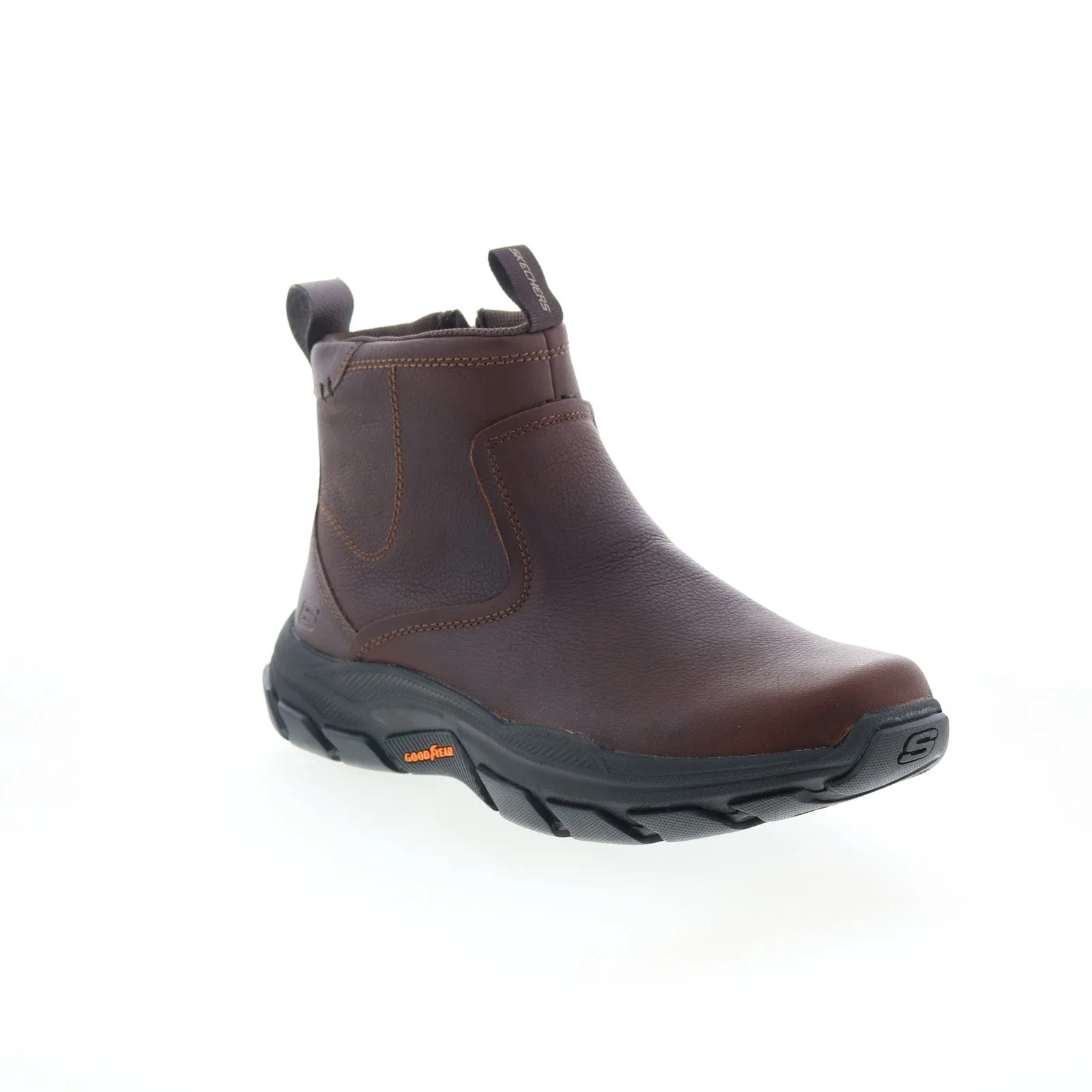 Thermal Barrier Wide Sole Skechers Respected Evanston 205176 Mens Brown Leather Casual Dress Boots