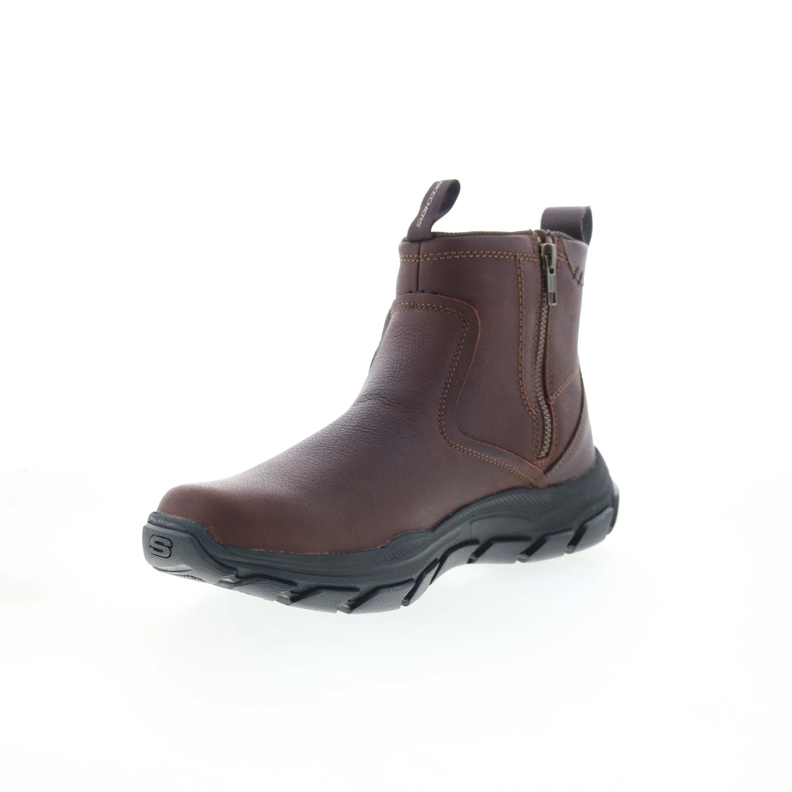 Skechers Respected Evanston 205176 Mens Brown Leather Casual Dress Boots Anti-Slip Function