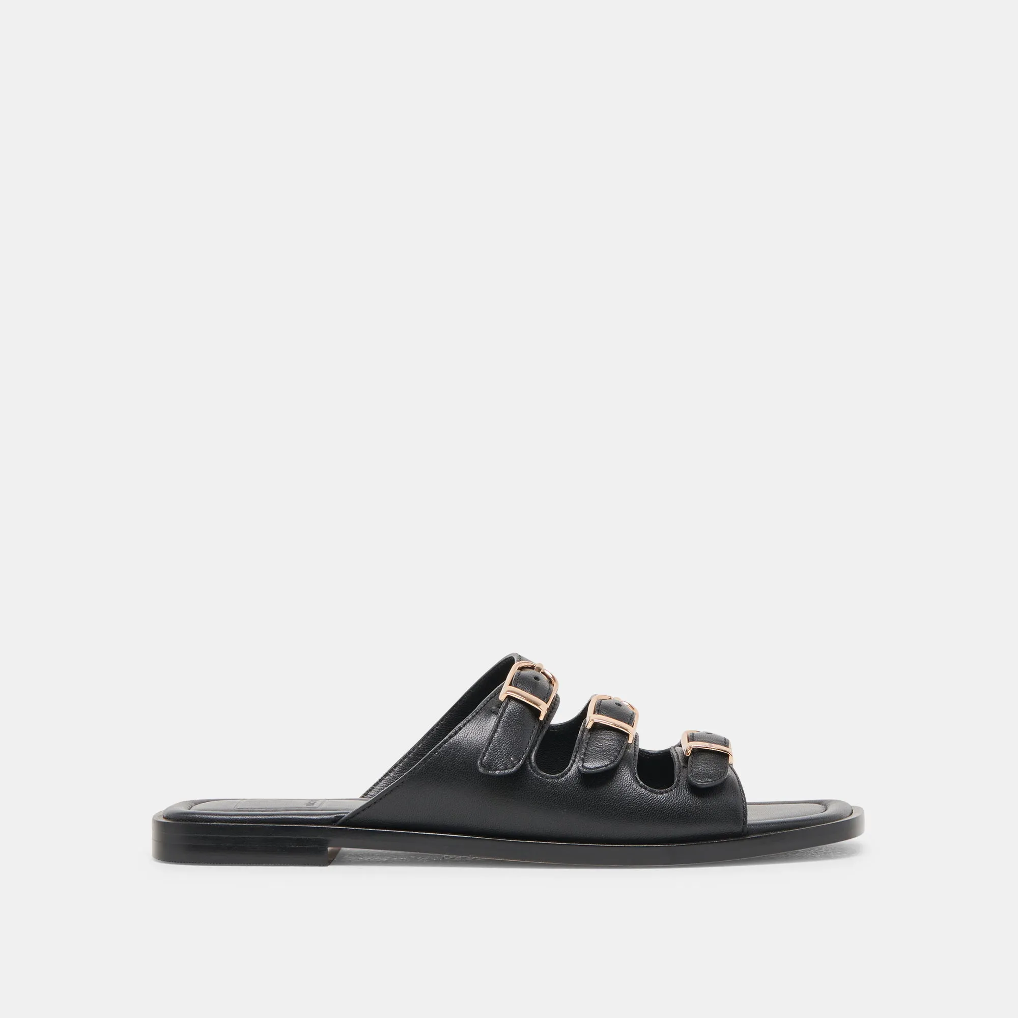 FIN SANDALS BLACK LEATHER Comfy lining