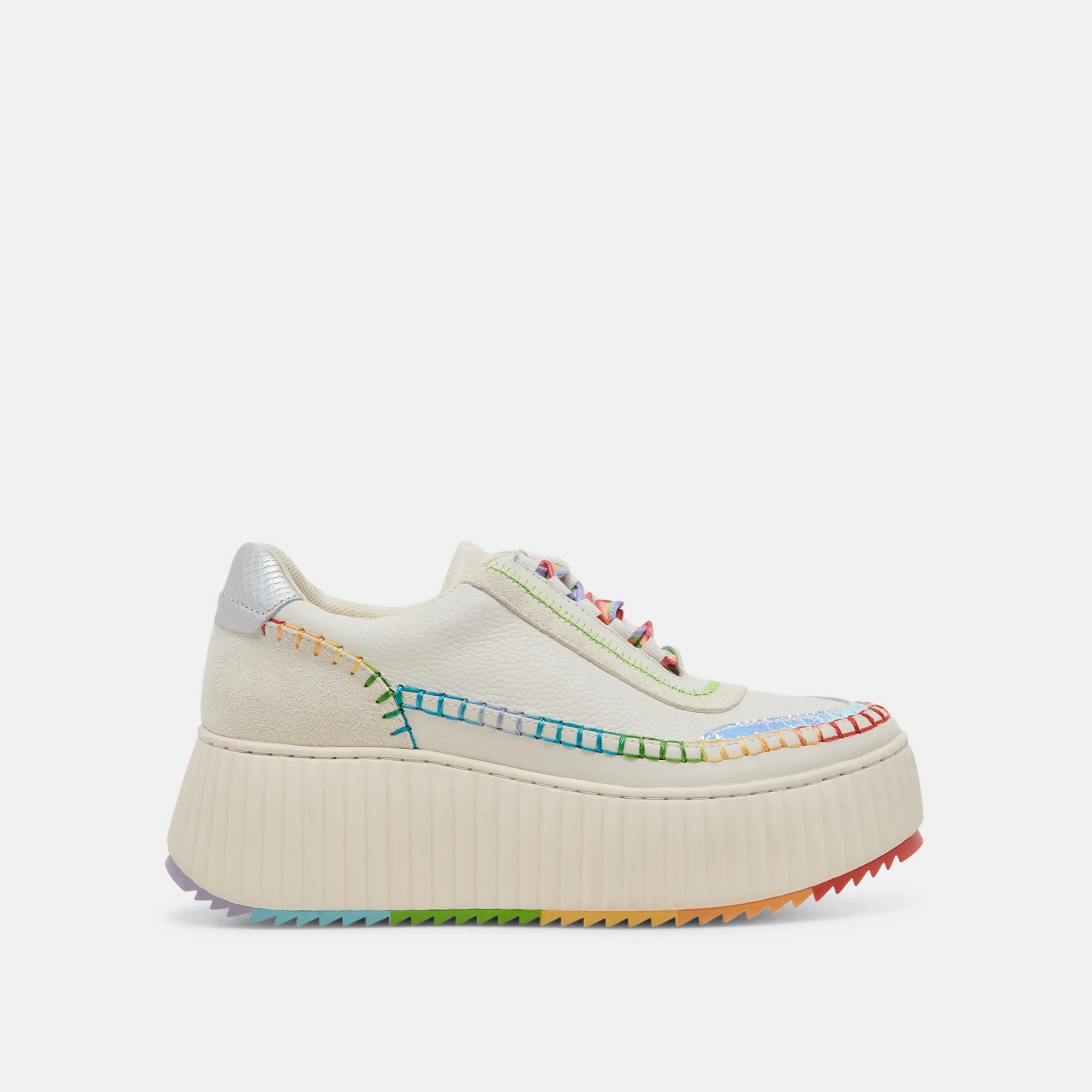 Dynamic chic Superior shock absorption DOLEN PRIDE SNEAKERS WHITE MULTI LEATHER