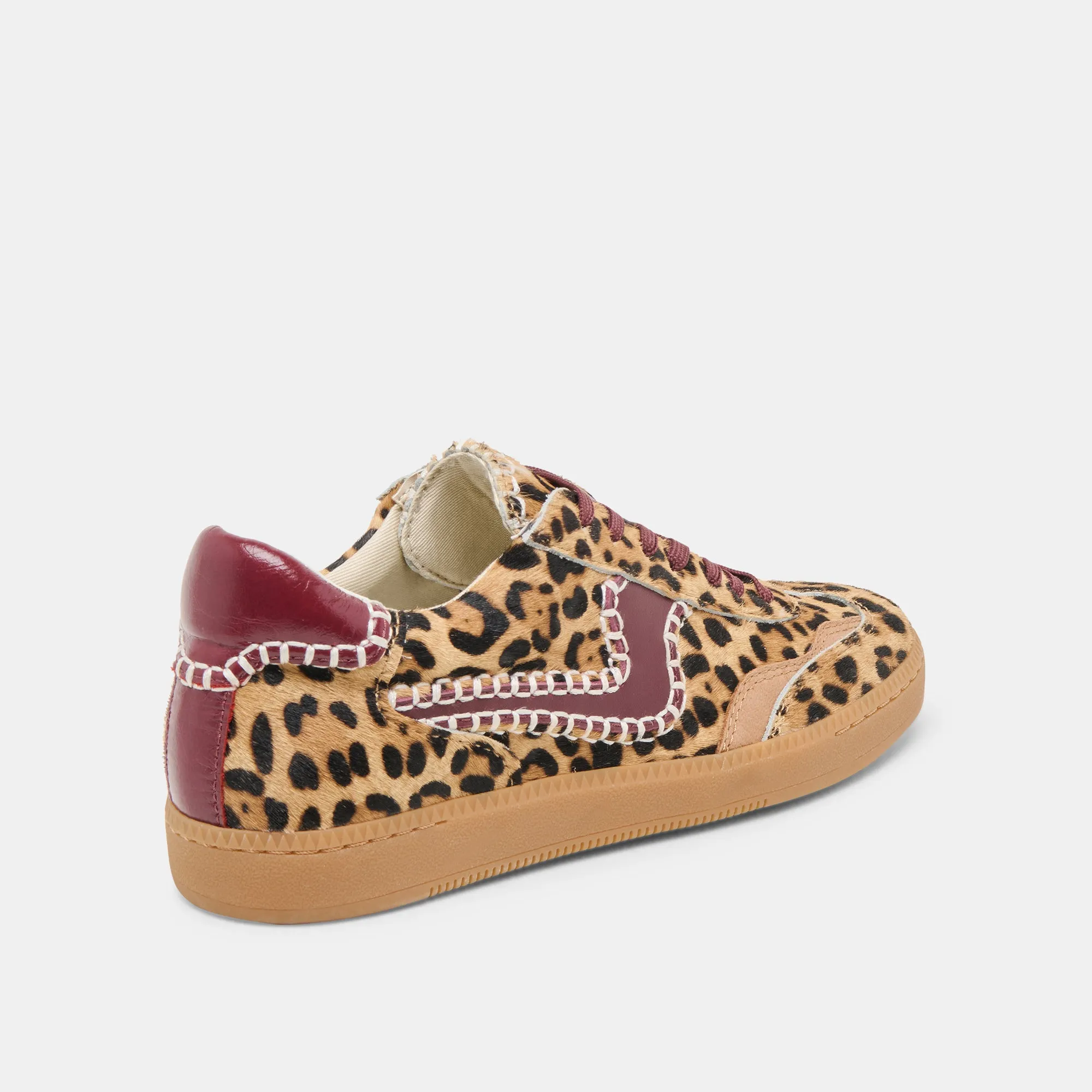 Performance Sole NOTICE STITCH SNEAKERS BURGUNDY LEOPARD CALF HAIR