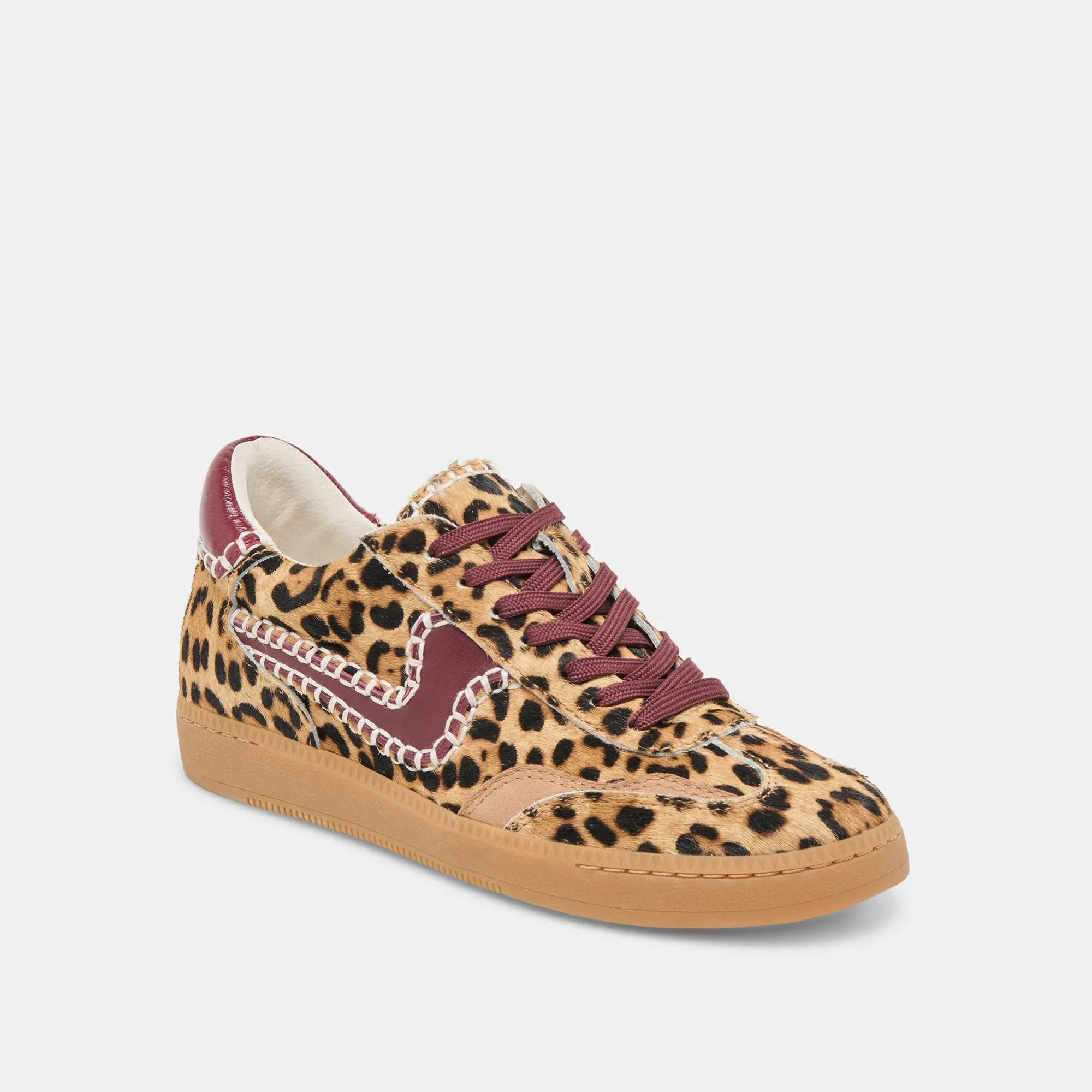Quick Transition NOTICE STITCH SNEAKERS BURGUNDY LEOPARD CALF HAIR