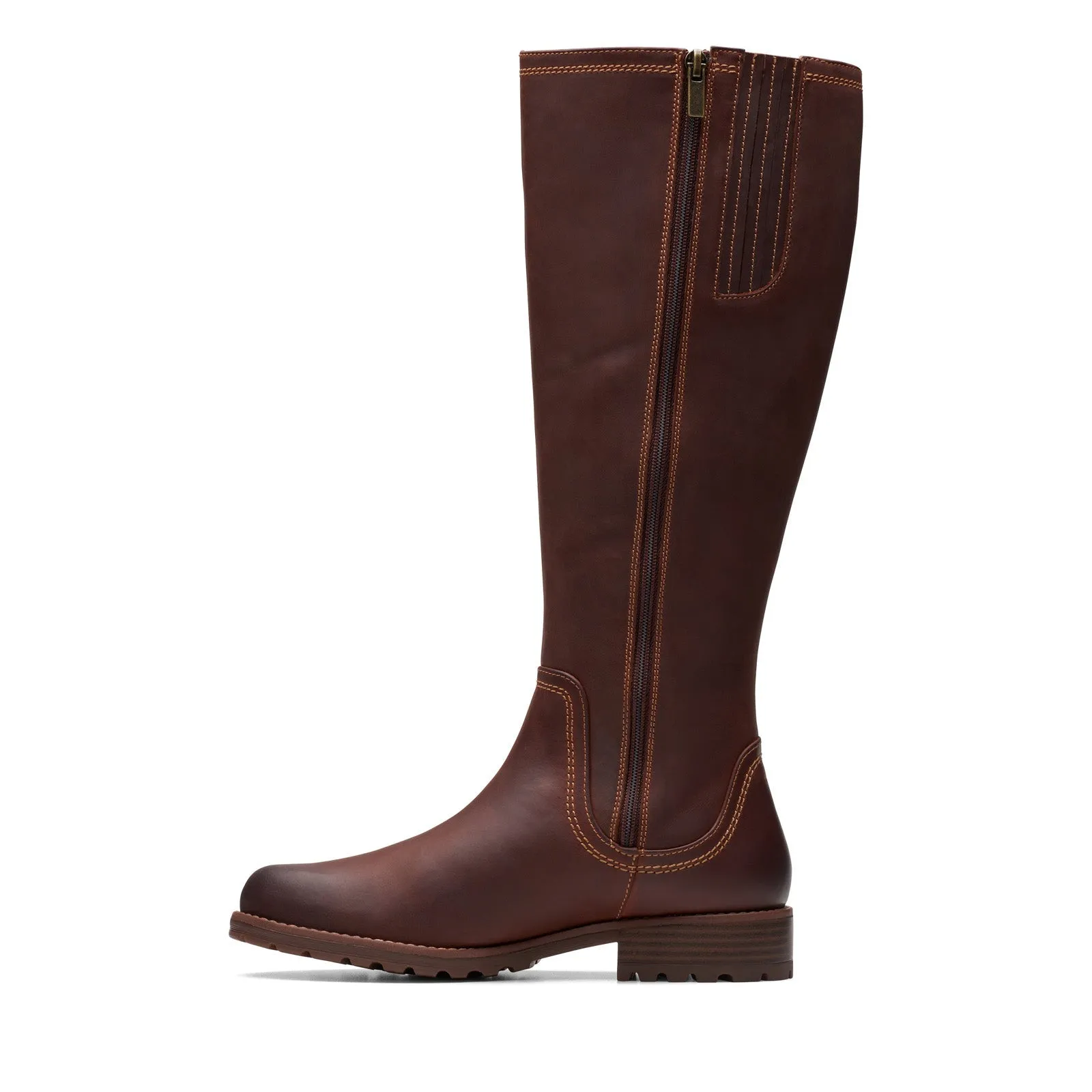Clarks Aspra HI 26174956 Womens Brown Leather Zipper Knee High Boots Travel Light foldable