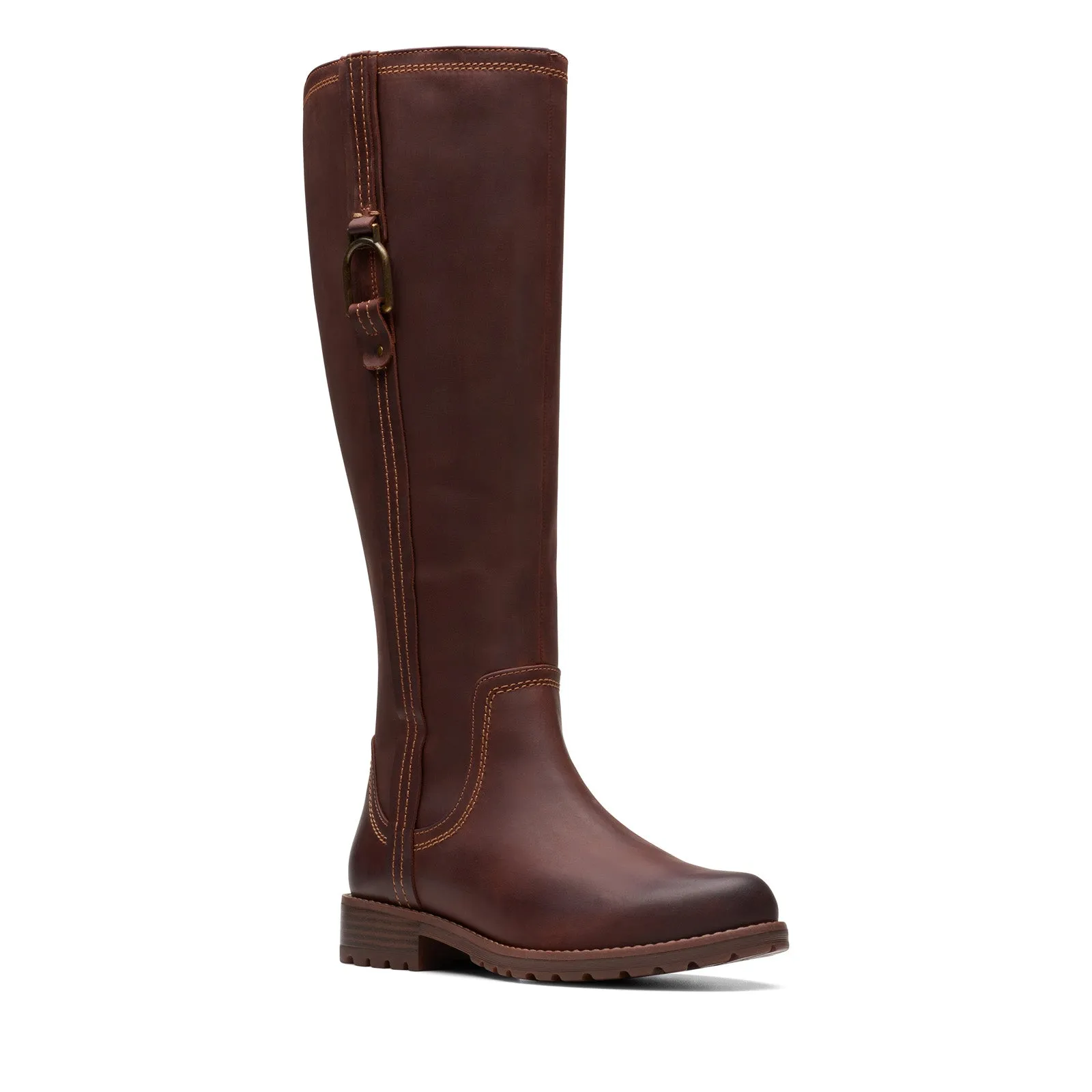 Clarks Aspra HI 26174956 Womens Brown Leather Zipper Knee High Boots Trail Comfort Supportive Fit