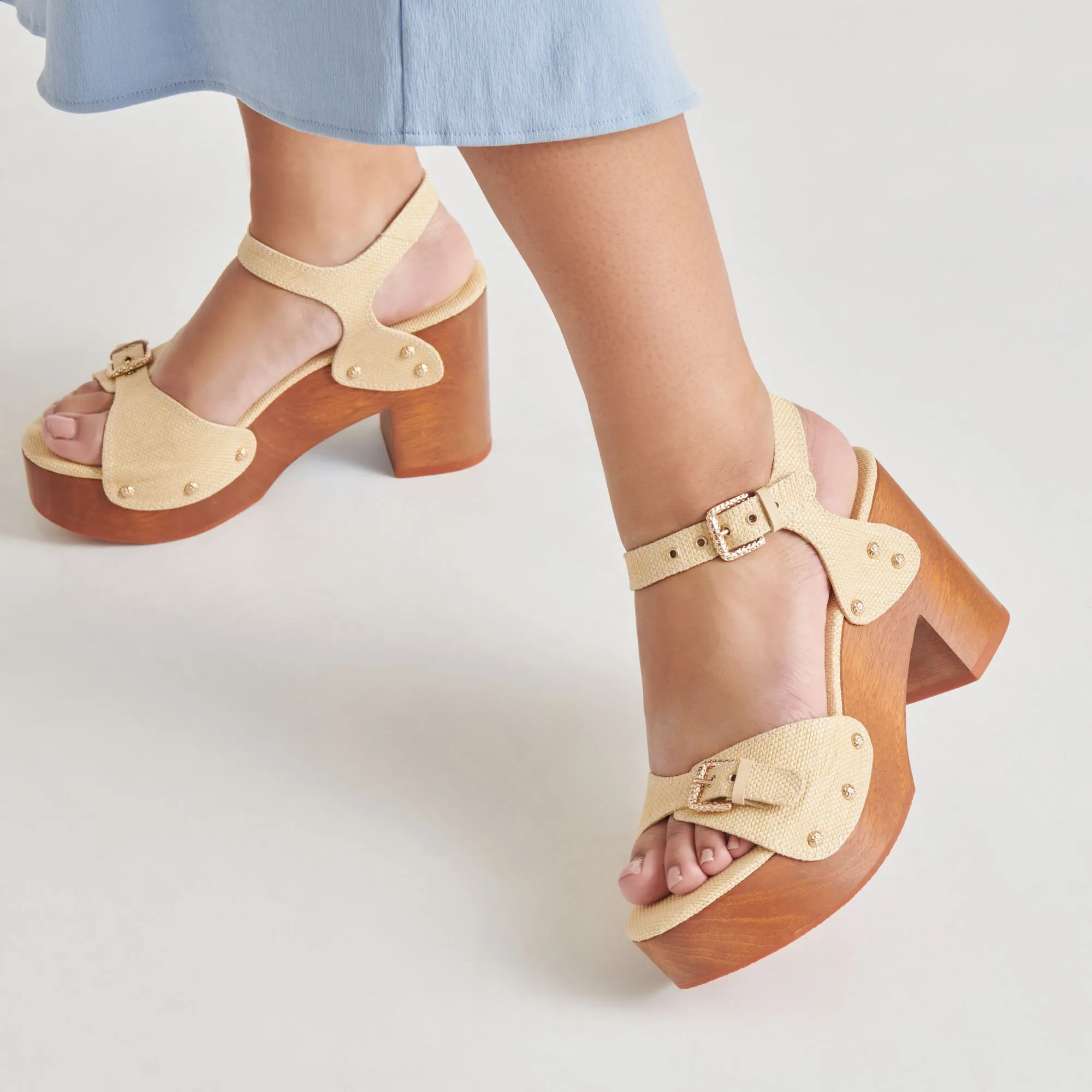 lightweight fabric YANDY HEELS LT NATURAL RAFFIA