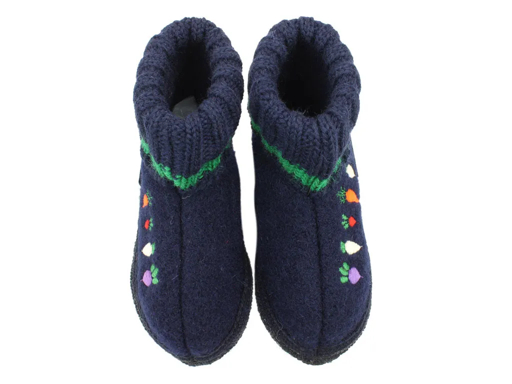 Metal Edge Comfort Fit Haflinger Children's slippers Veggie Navy