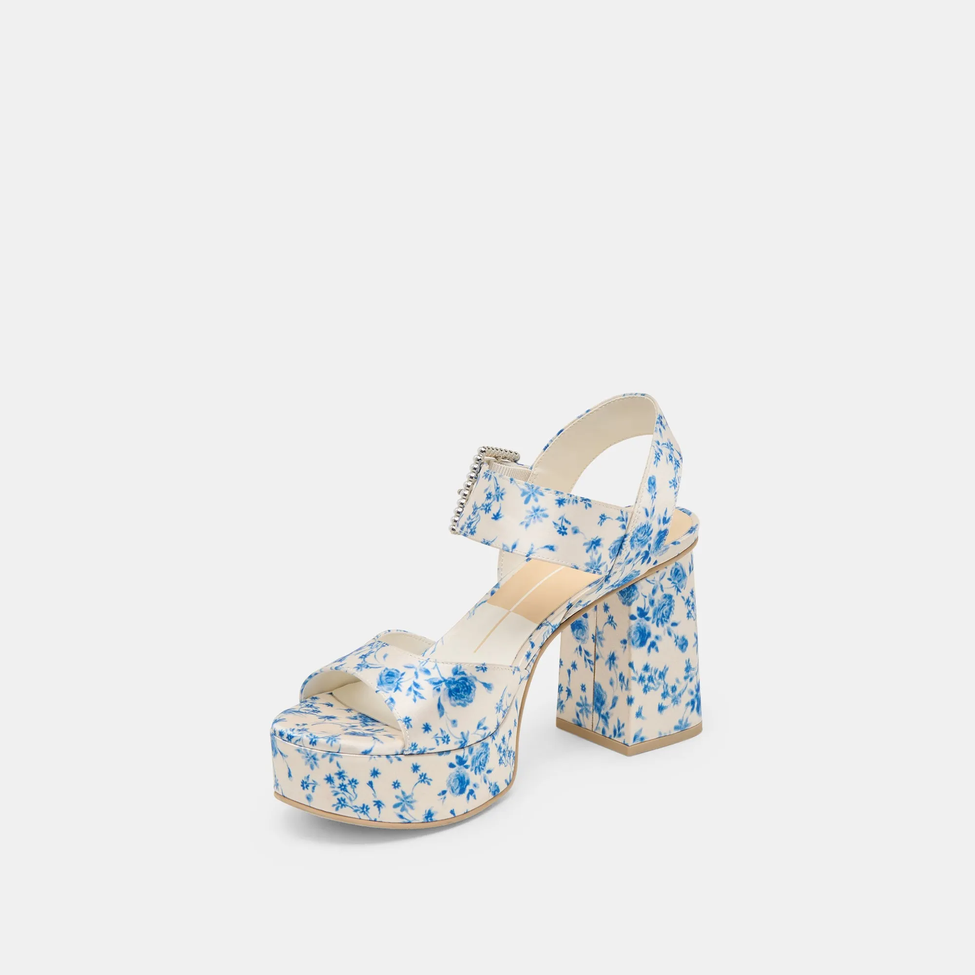Pink Stiletto Heels Dressy Stilettos BOBBY PEARL HEELS BLUE FLORAL SATIN