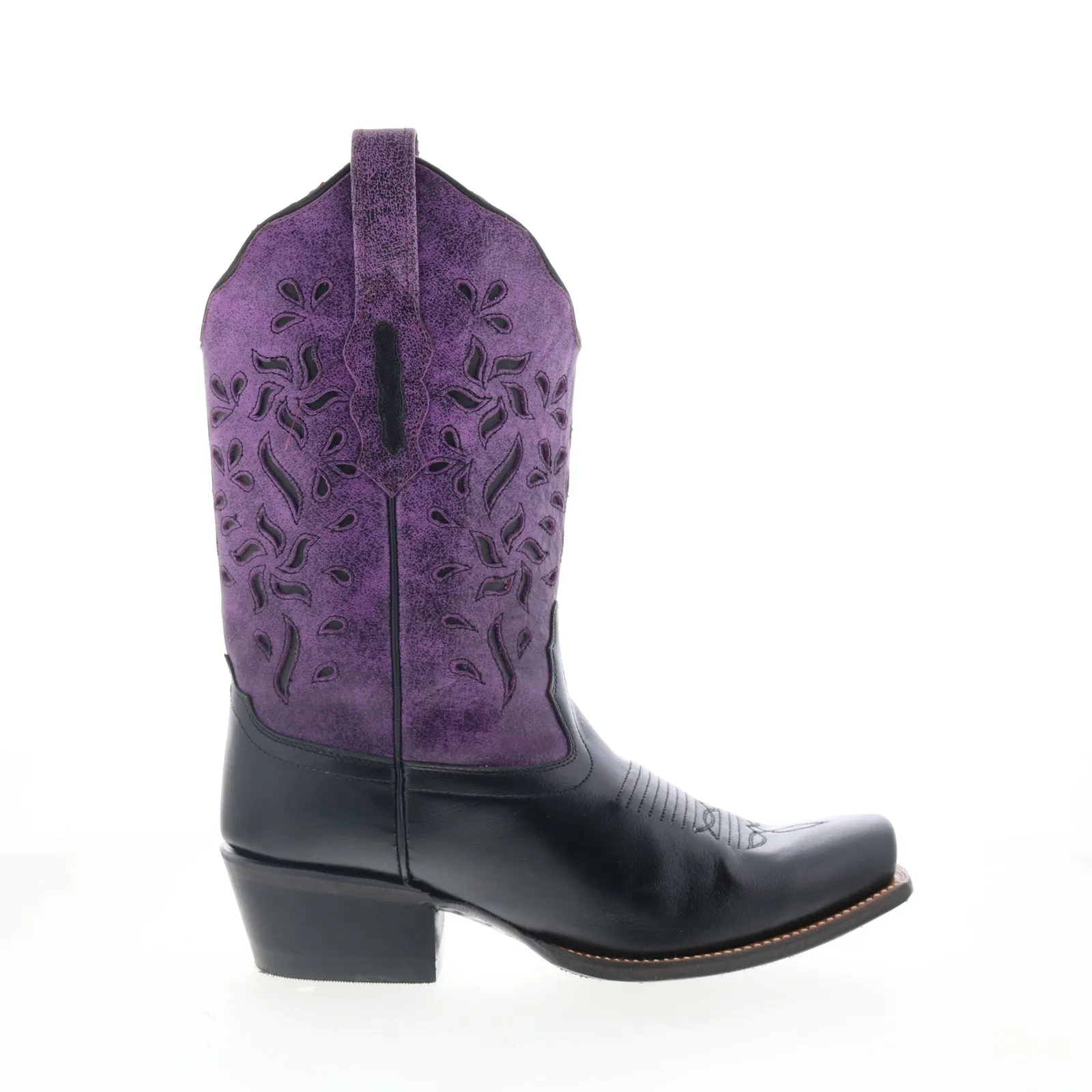 Rugged Look Jama Old West 18001 Womens Black Leather Slip On Cowboy Western Boots