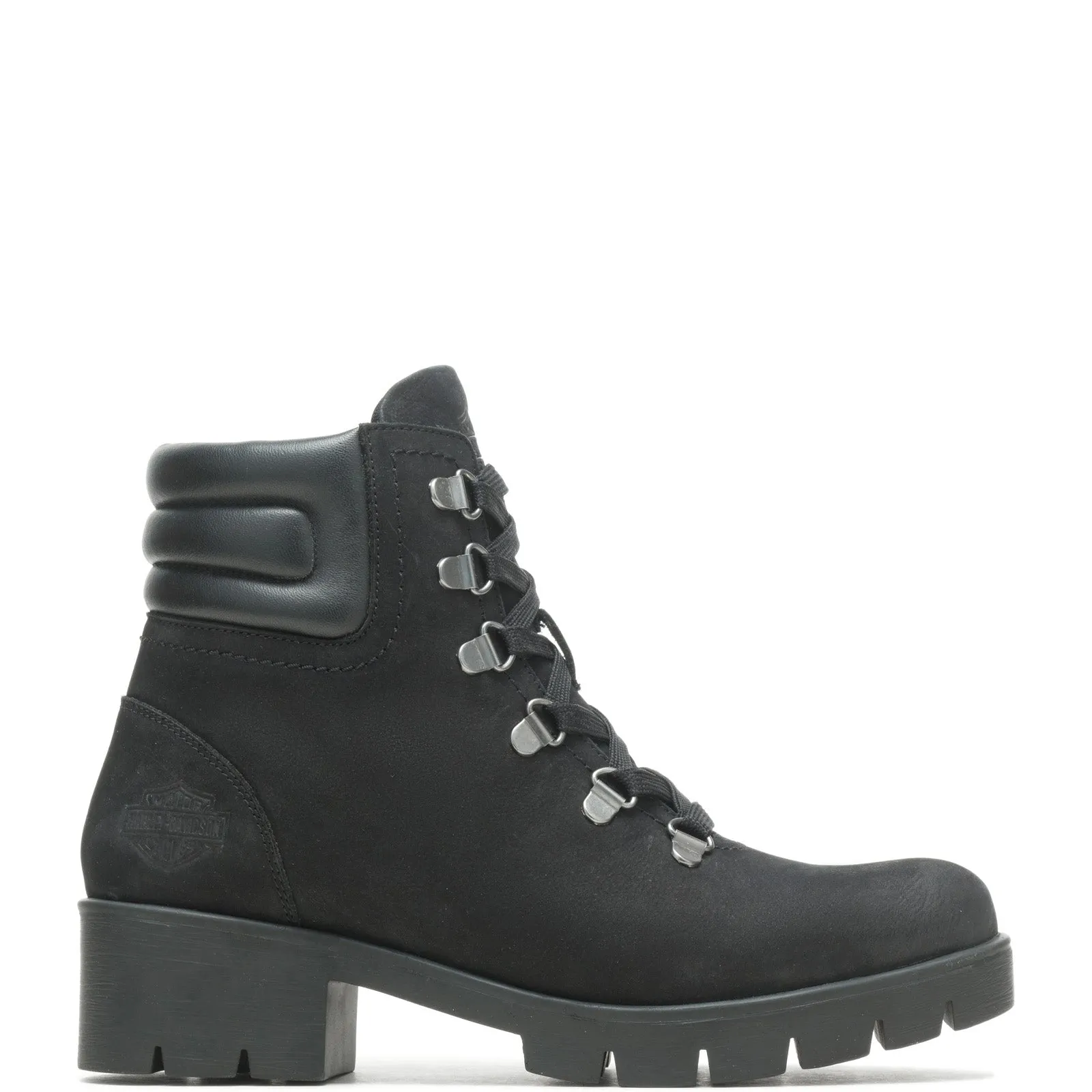 Harley-Davidson Trawood D84789 Womens Black Nubuck Motorcycle Boots Crisp Look