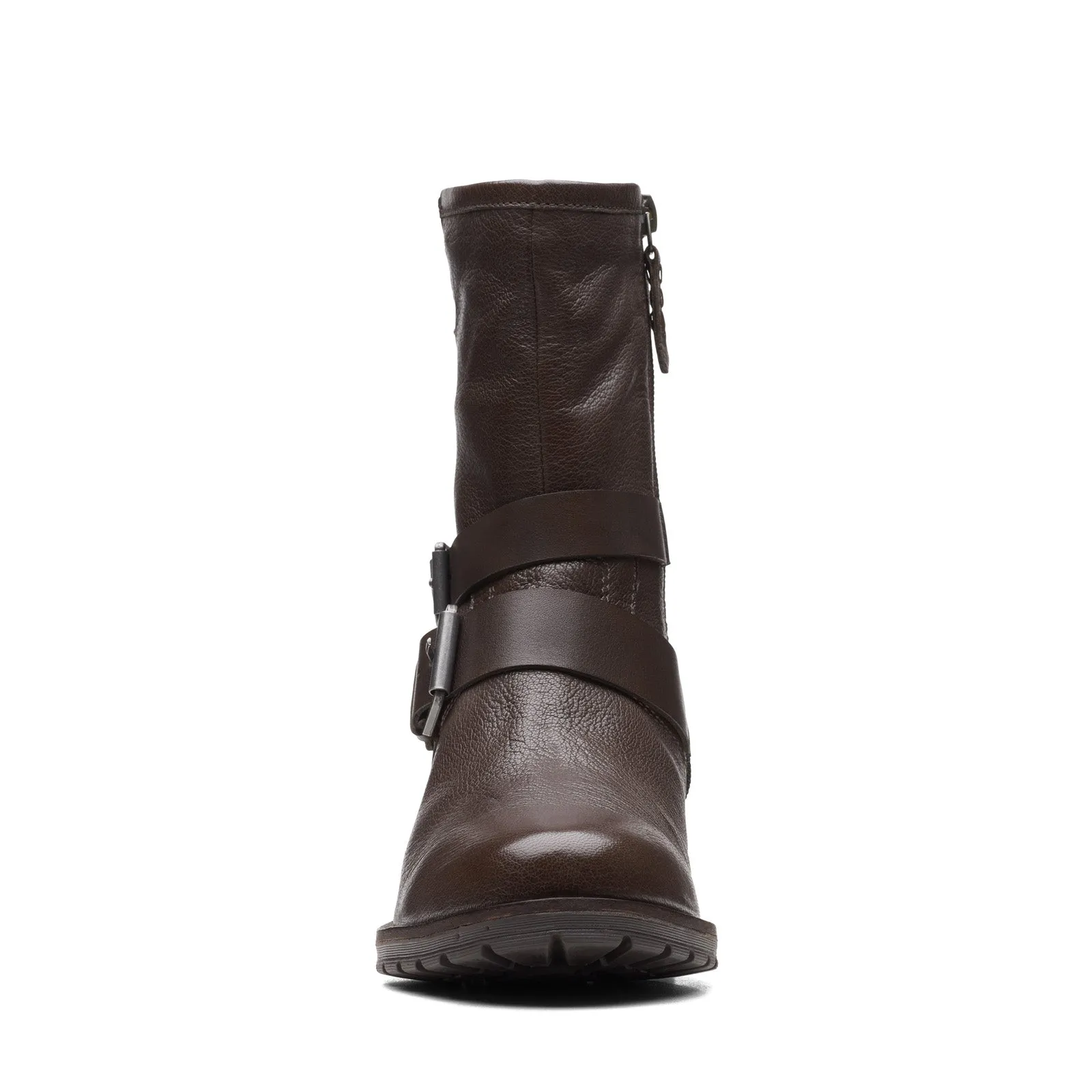 Clarks Clarkwell Mid 26168563 Womens Brown Leather Zipper Casual Dress Boots Mid Length Construction Worker