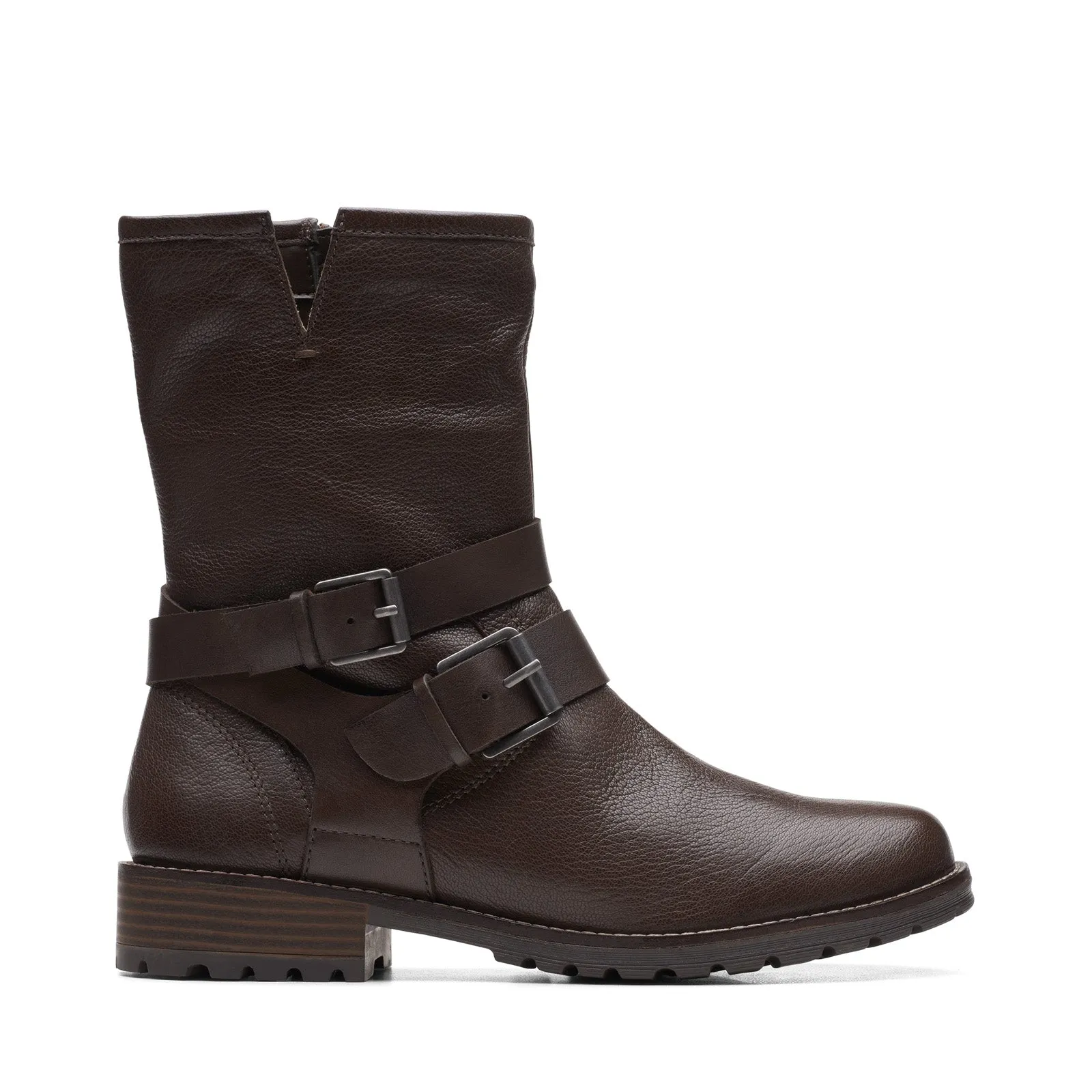 Clarks Clarkwell Mid 26168563 Womens Brown Leather Zipper Casual Dress Boots comfortable socks Soft And Supportive
