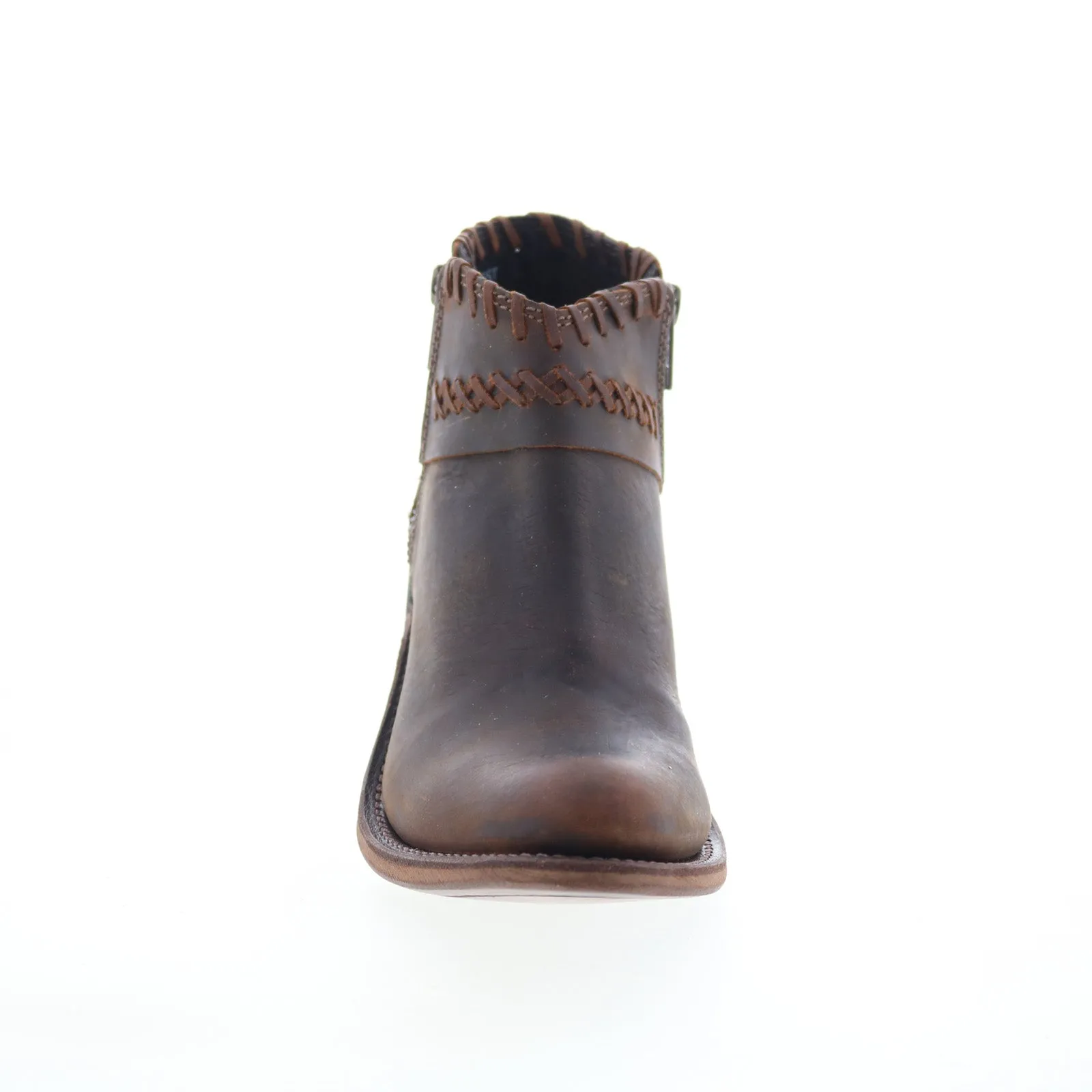 Jama Old West Snip Toe 18150 Womens Brown Leather Zipper Western Boots Stretchable Universal Style