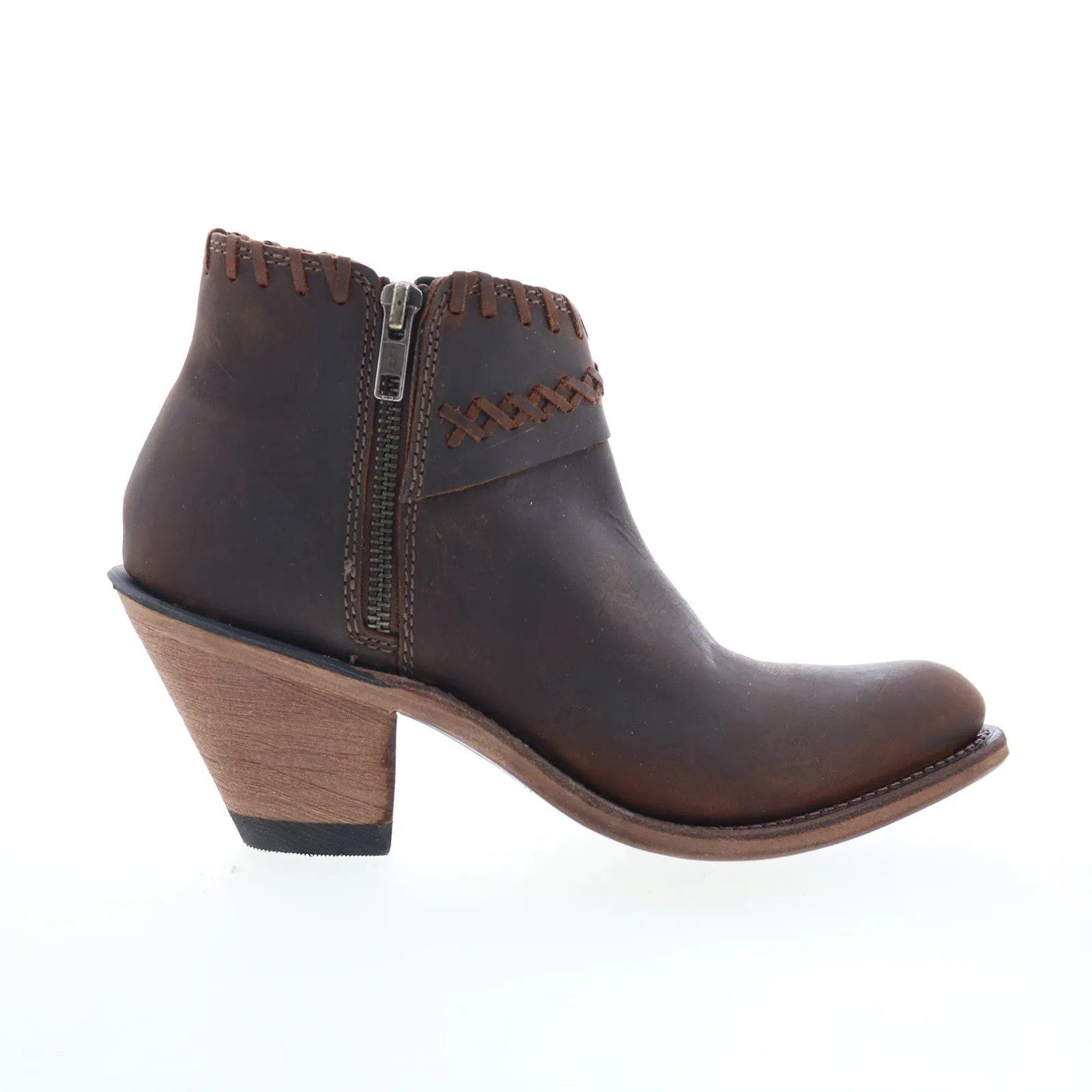 Easy Entry Jama Old West Snip Toe 18150 Womens Brown Leather Zipper Western Boots