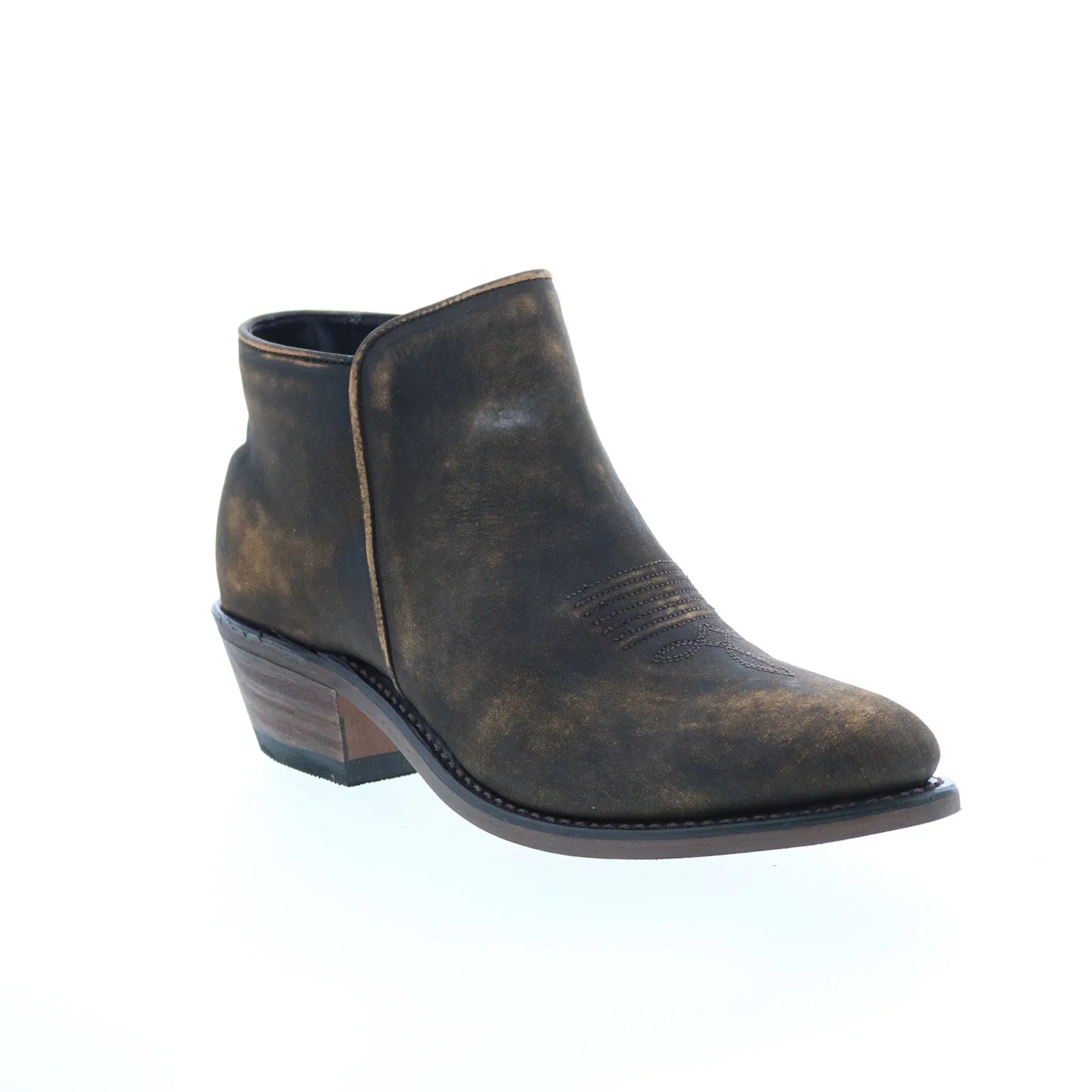 Sage 4568 Womens Brown Leather Zipper Cowboy Western Boots Weekend Fit