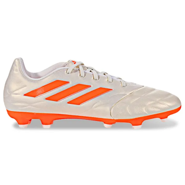 adidas Copa Pure.3 Firm Ground Soccer Cleats (Off White/Team Solar Orange) Mesh Upper Balanced Grip