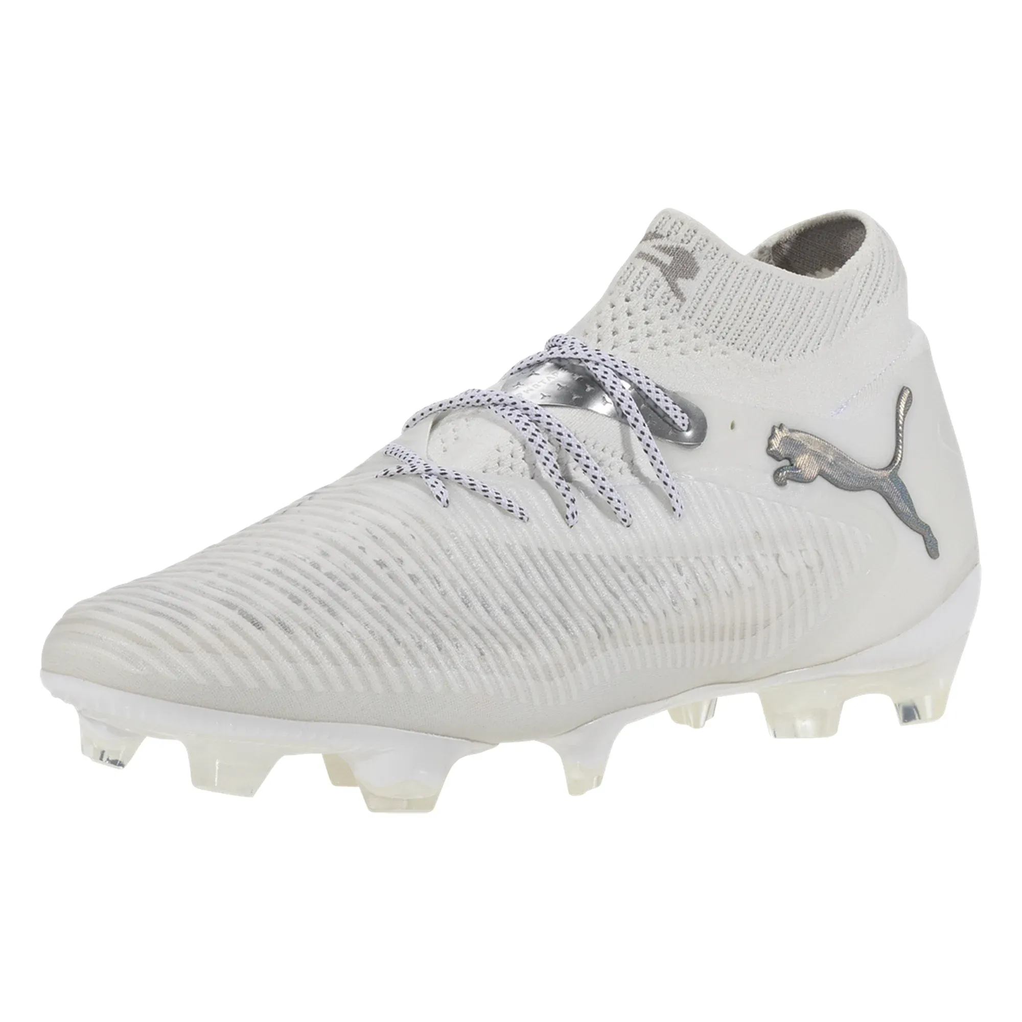 Puma Future 8 Ultimate FG Soccer Cleats (Puma White/Matte Silver) Forward Sprint