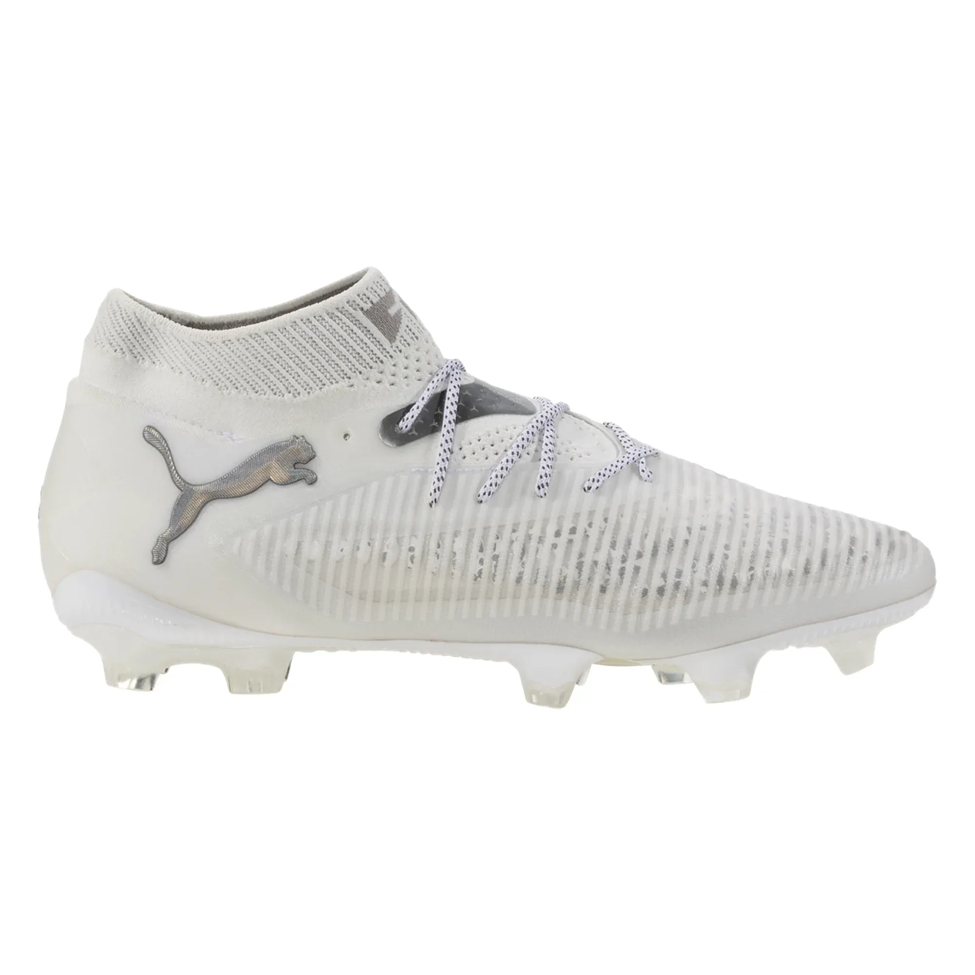 Puma Future 8 Ultimate FG Soccer Cleats (Puma White/Matte Silver) Game Venue