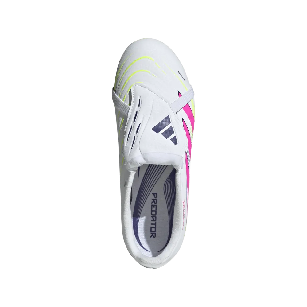Reliable stability Adidas Predator League Fold-Over Tongue FG Jnr Football Boots (White/Lucid Pink/Lucid Lemon)