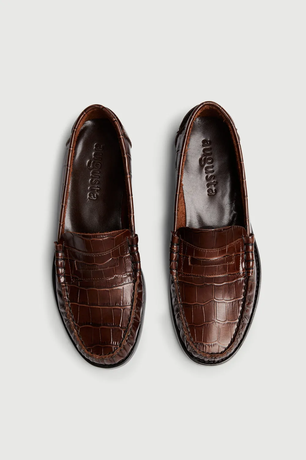 Party Ready Toe Free Zoe Loafers in Croc-effect Chocolate Leather