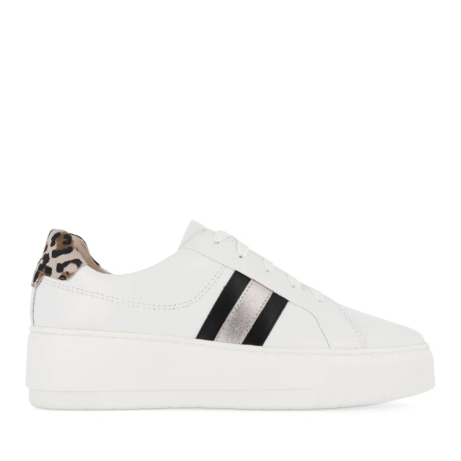 RILEY - WHITE/BLACK/LEOPARD LEATHER tennis shoes