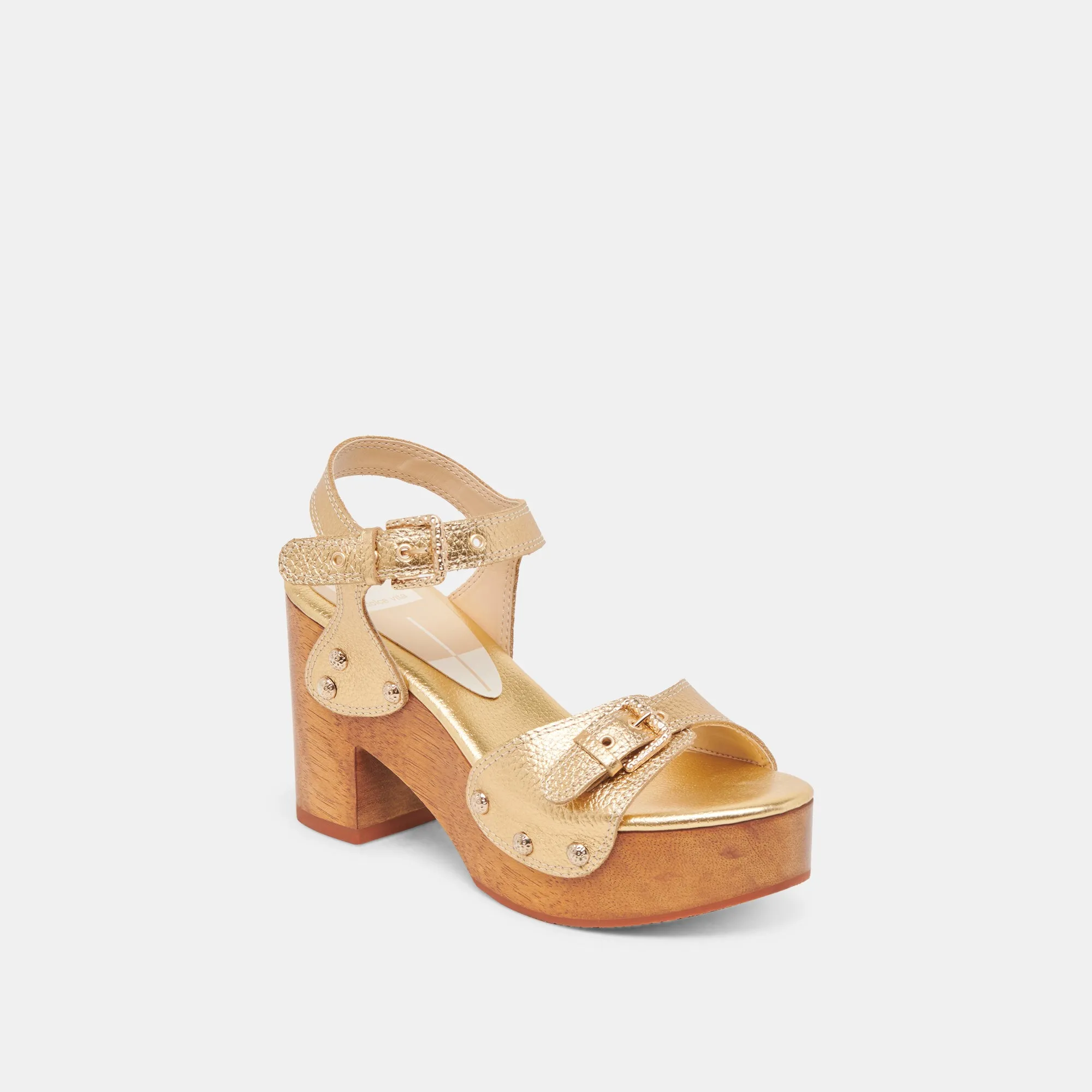 Adjustable Straps YANDY HEELS GOLD LEATHER