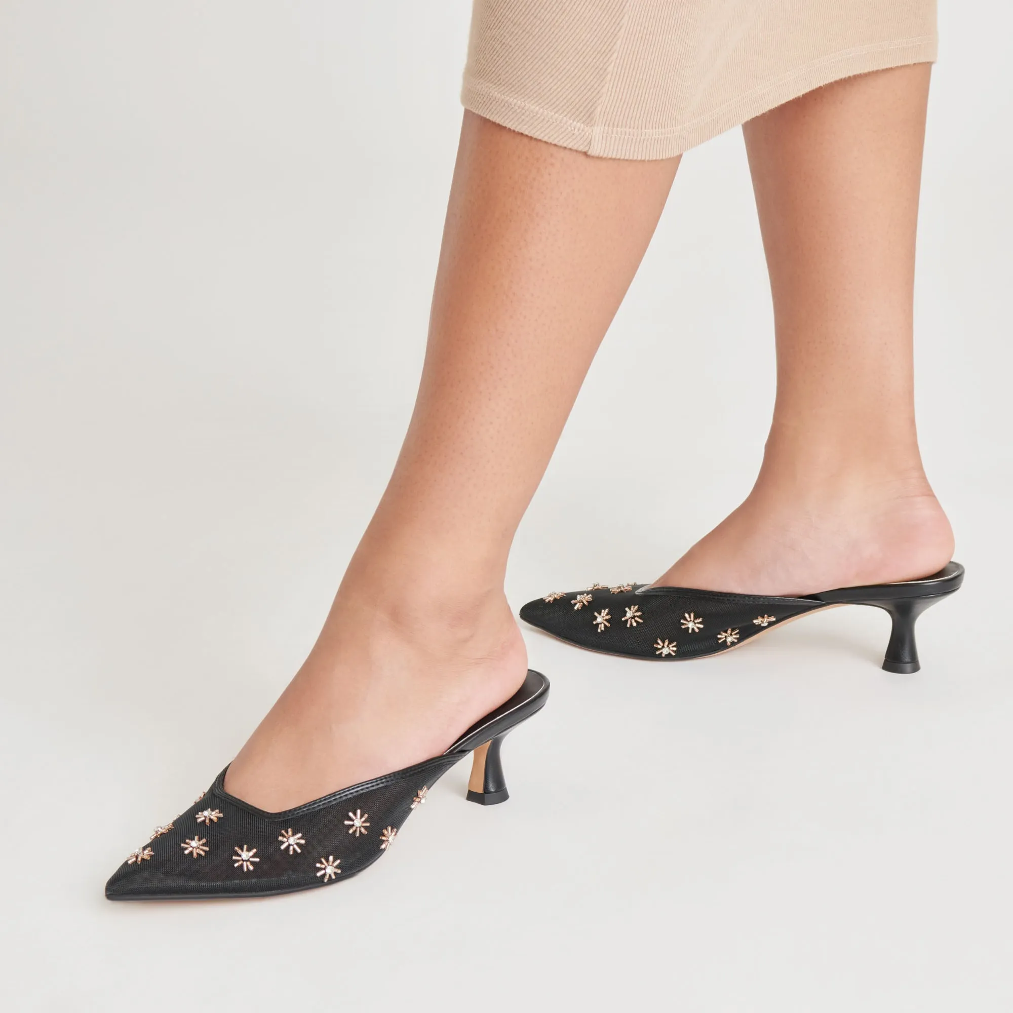 CLARA HEELS BLACK MESH Cute Heels