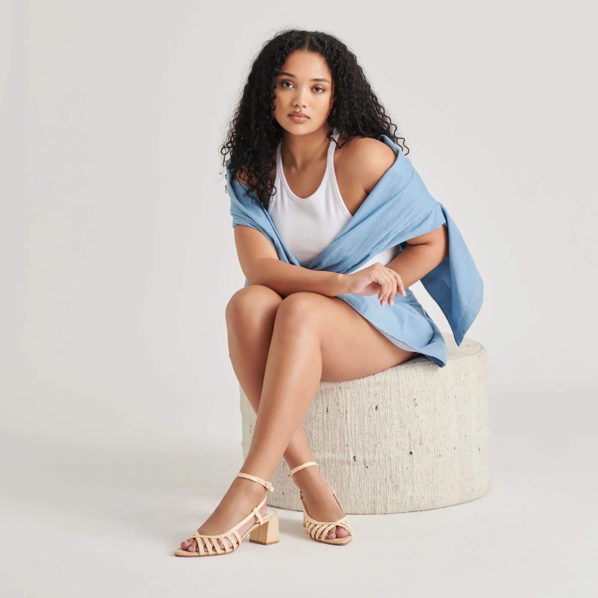 Long Step Spring Ready YASMIN HEELS NATURAL RAFFIA