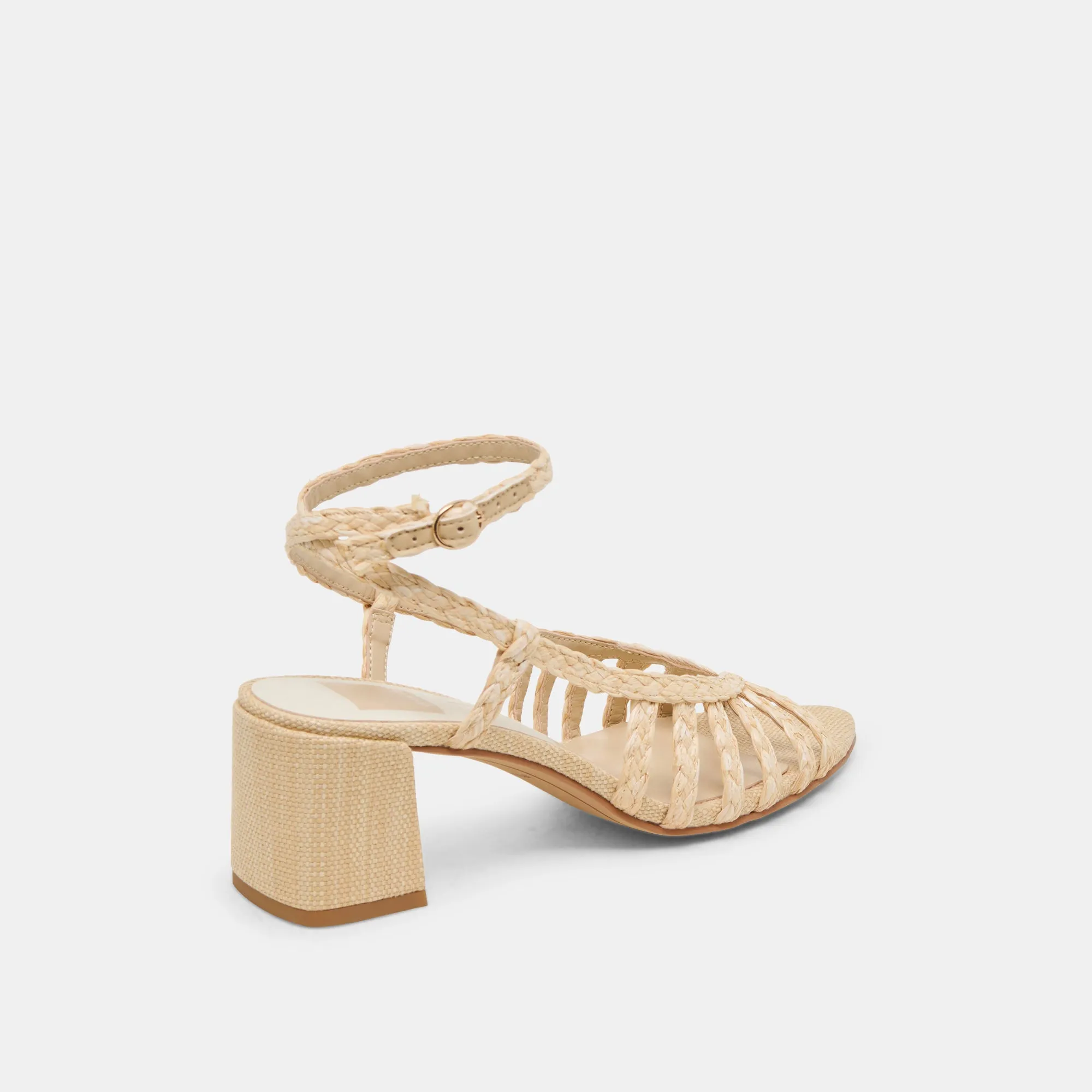Slim Profile Cool Texture YASMIN HEELS NATURAL RAFFIA