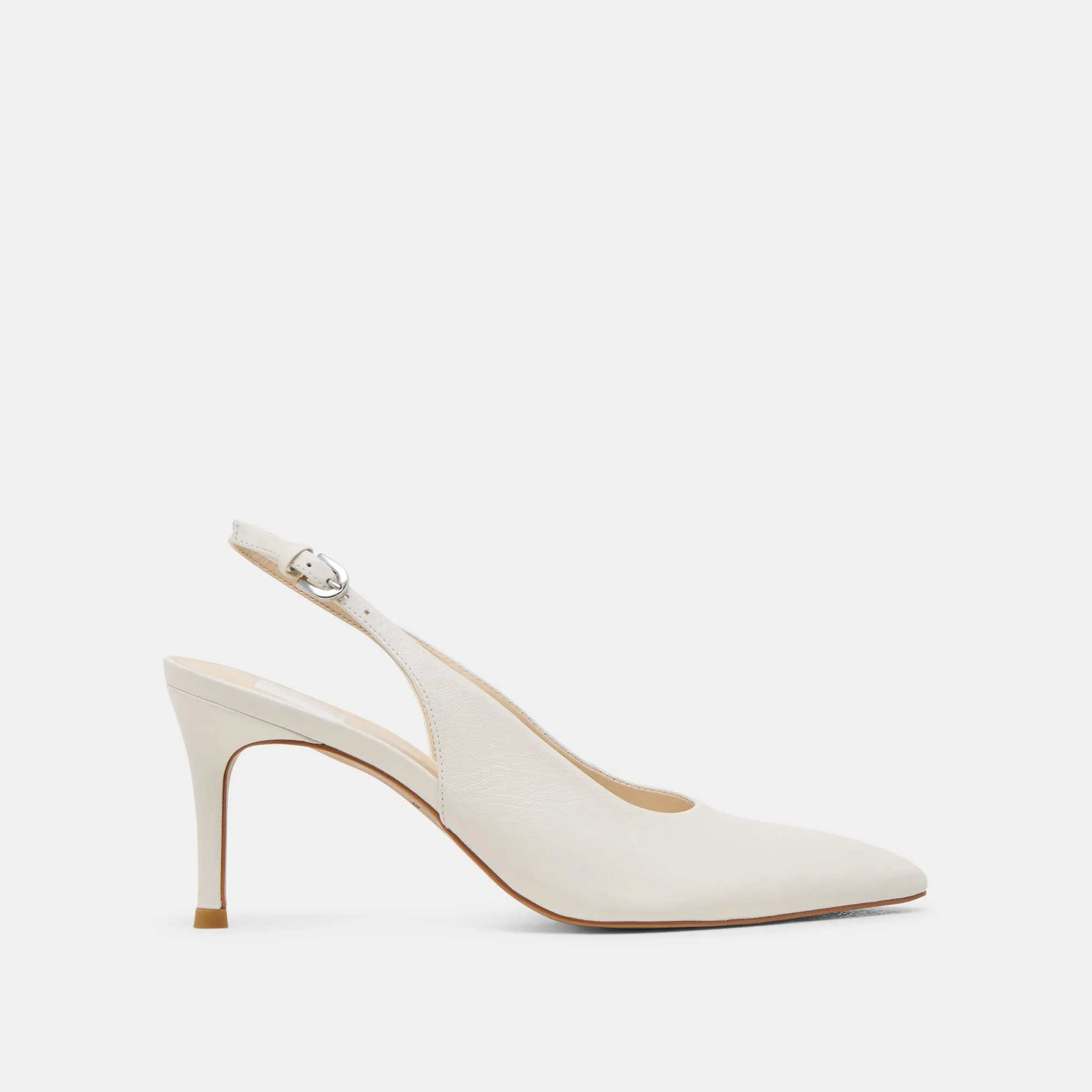 ELASI HEELS WHITE LEATHER Anti Odor Feature Wide Fit Heels