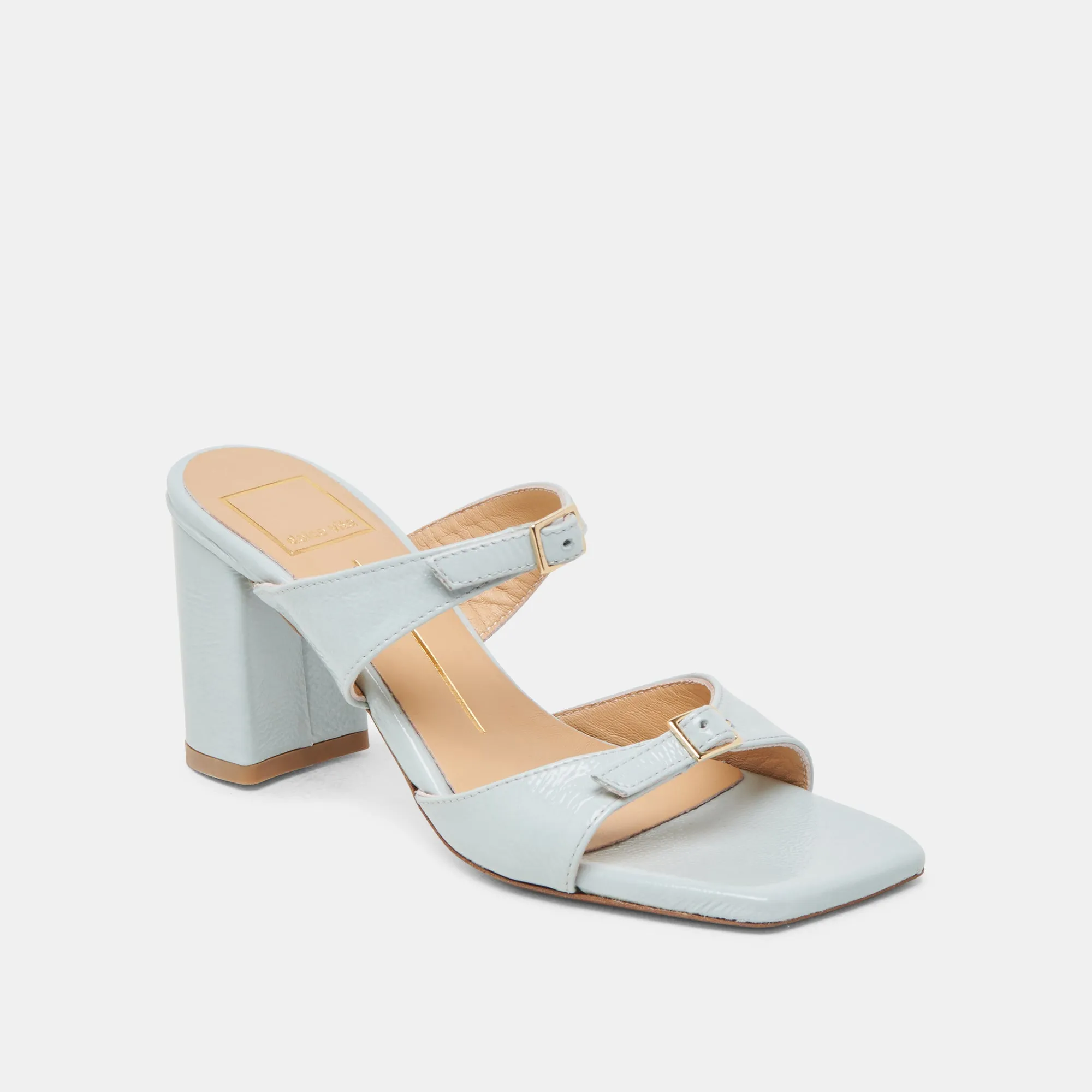 SHANE HEELS ICE BLUE CRINKLE PATENT Reinforced toe Soft Insole