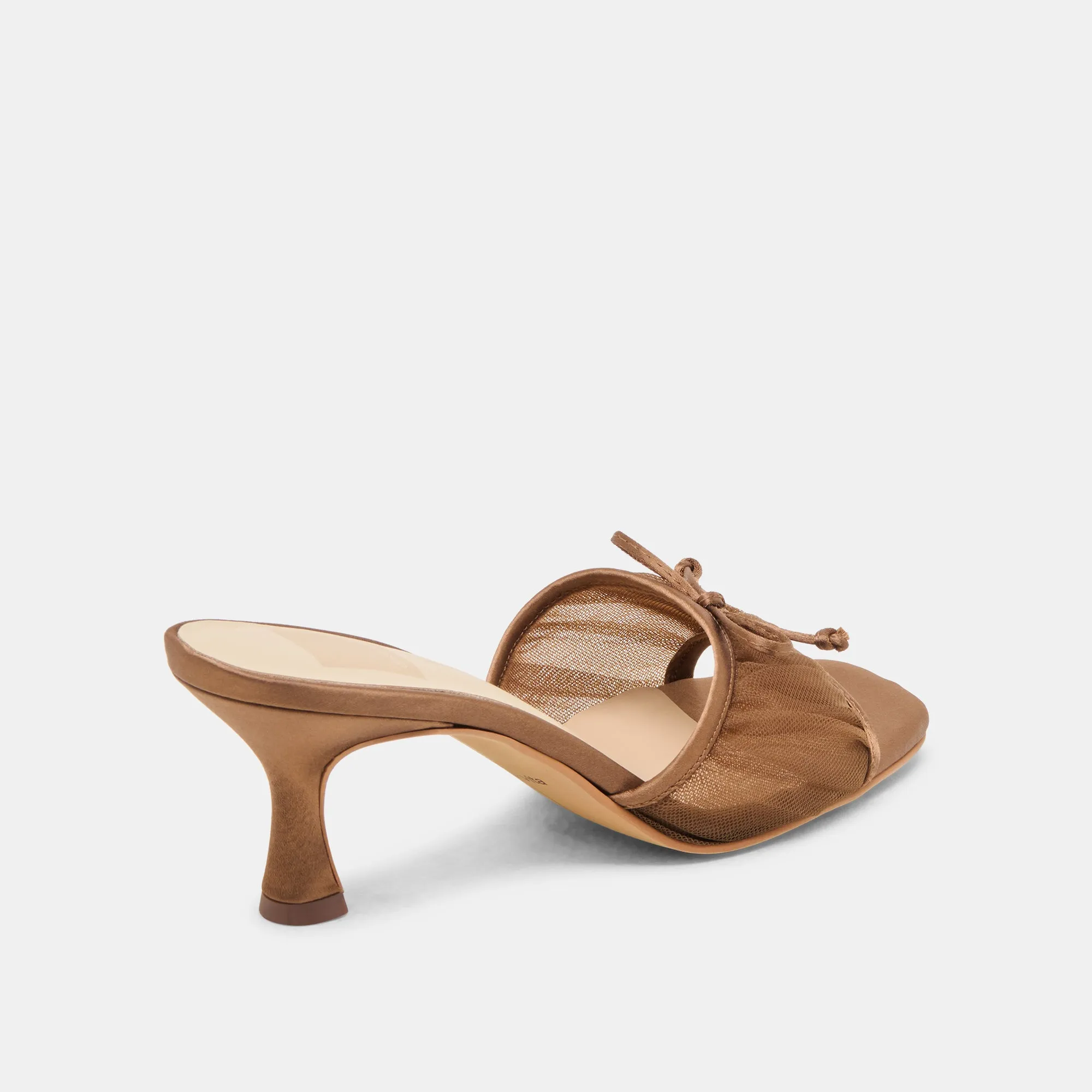Fashionable Wedges High Heel Sandals for Weddings GALEN HEELS MID BROWN TULLE