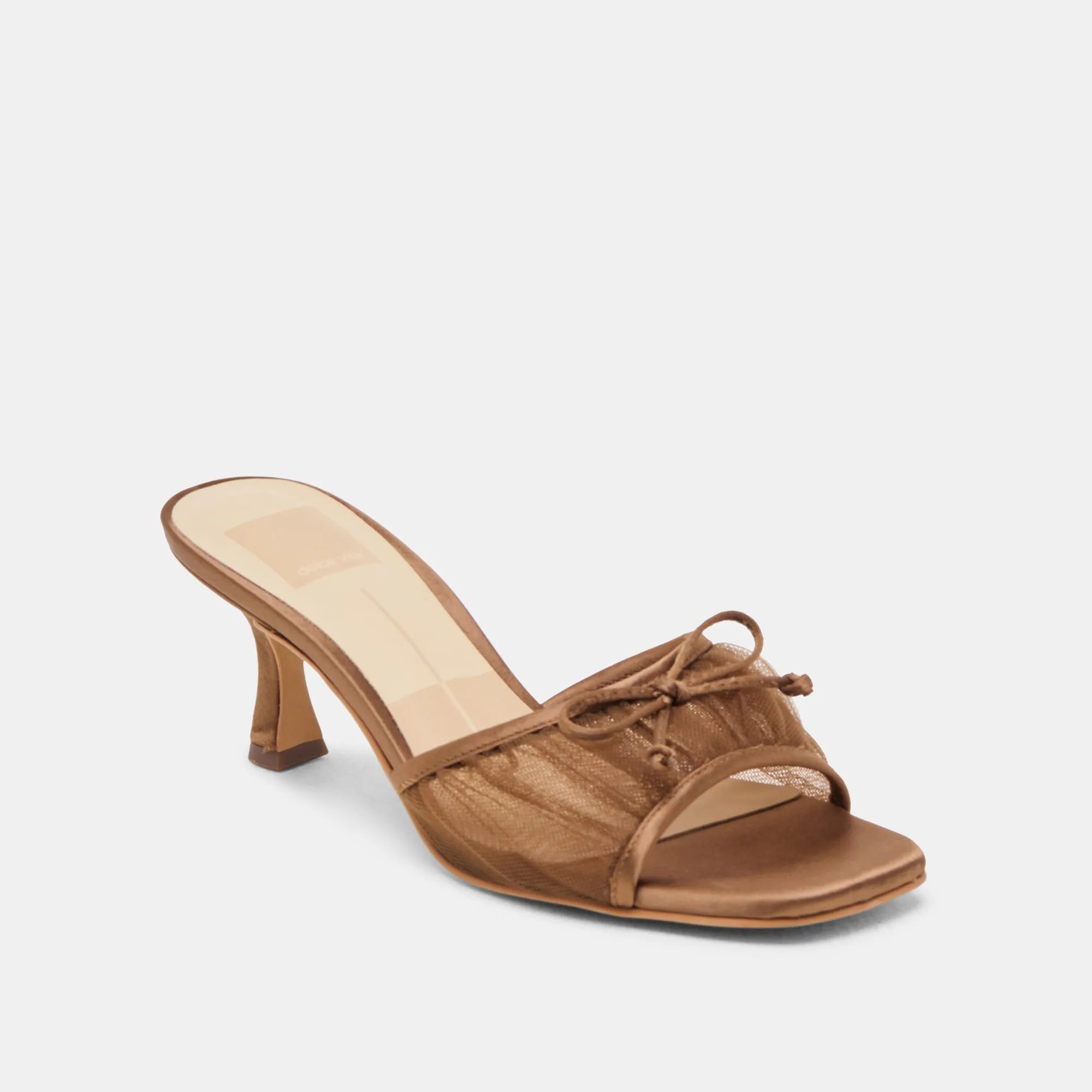 GALEN HEELS MID BROWN TULLE Bridal Pumps
