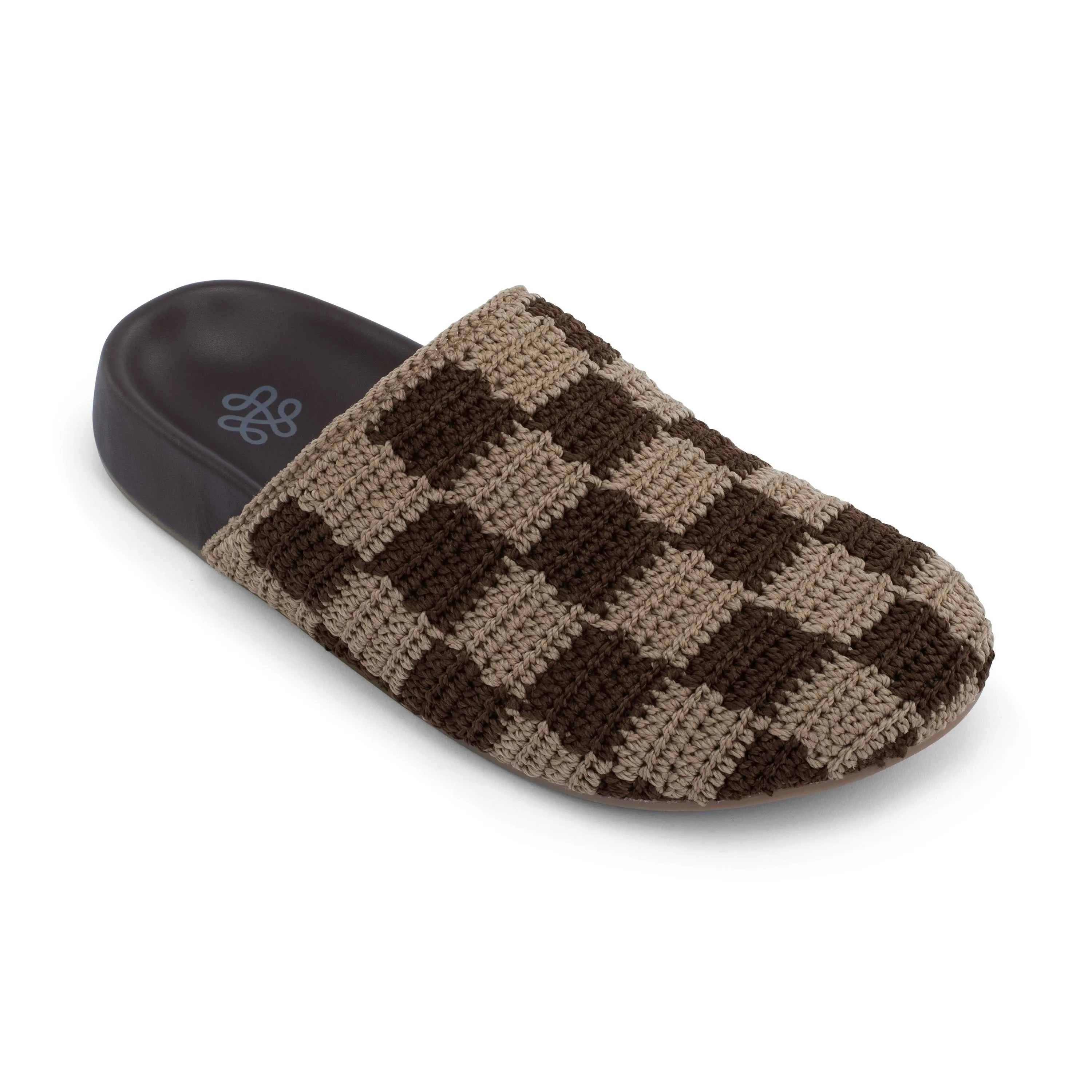 Bolinas Clog - Hand Crochet - Brown Check Wish Mood Desert Cool