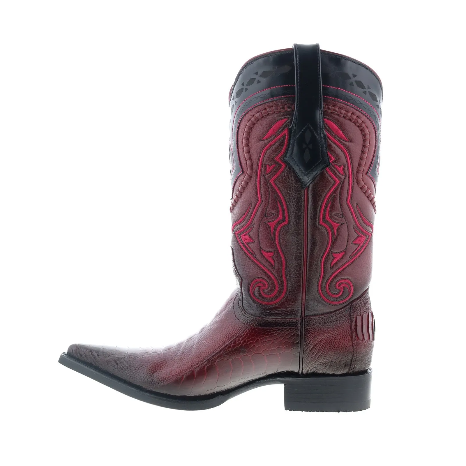 Los Altos 3X Toe Ostrich Leg Mens Burgundy Wide Cowboy Western Boots Freelancer Flexible