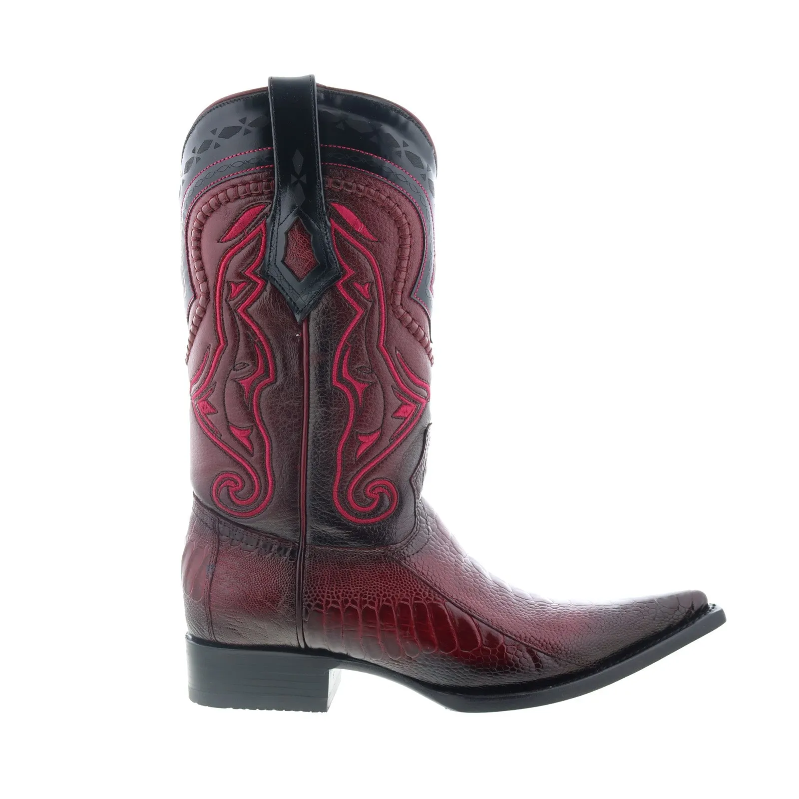 Warm Insulation Los Altos 3X Toe Ostrich Leg Mens Burgundy Wide Cowboy Western Boots
