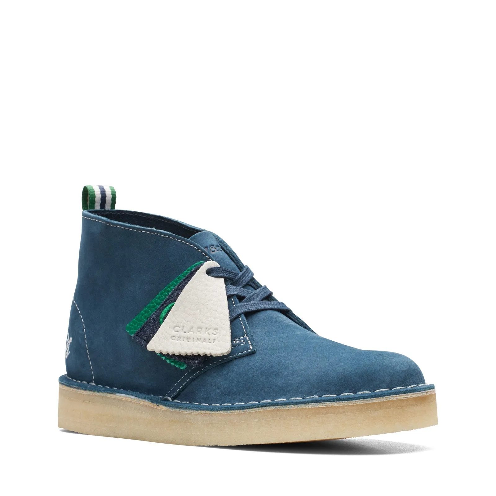 Abrasion-resistant Anti-bacterial Clarks Desert Coal 26165919 Womens Blue Leather Lace Up Chukkas Boots