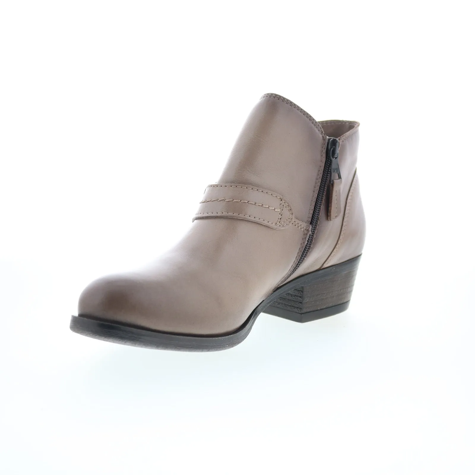 Miz Mooz Bennet Womens Gray Leather Zipper Ankle & Booties Boots Anti Bacterial Western Pattern