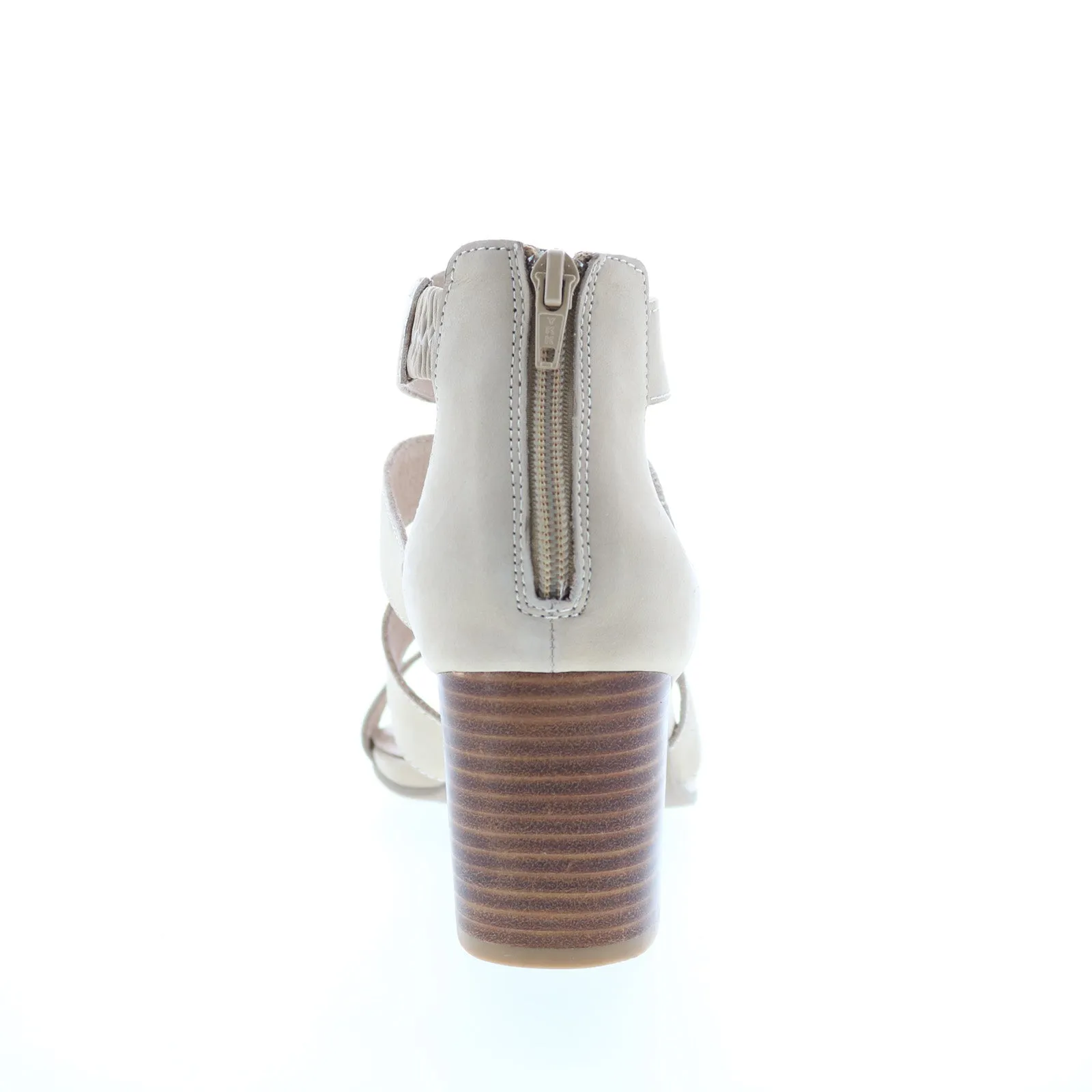 Casual High Heel Shoes David Tate Francis Womens Beige Nubuck Zipper Strap Heels Shoes