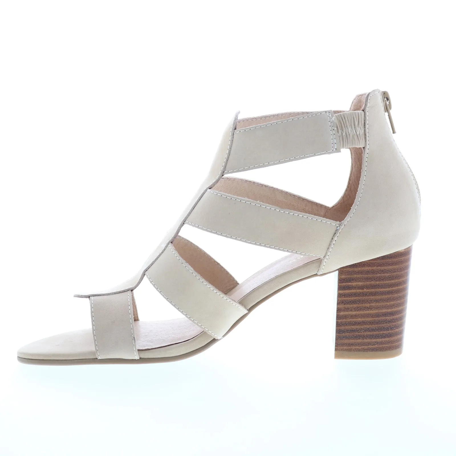 David Tate Francis Womens Beige Nubuck Zipper Strap Heels Shoes Fashionable Pumps