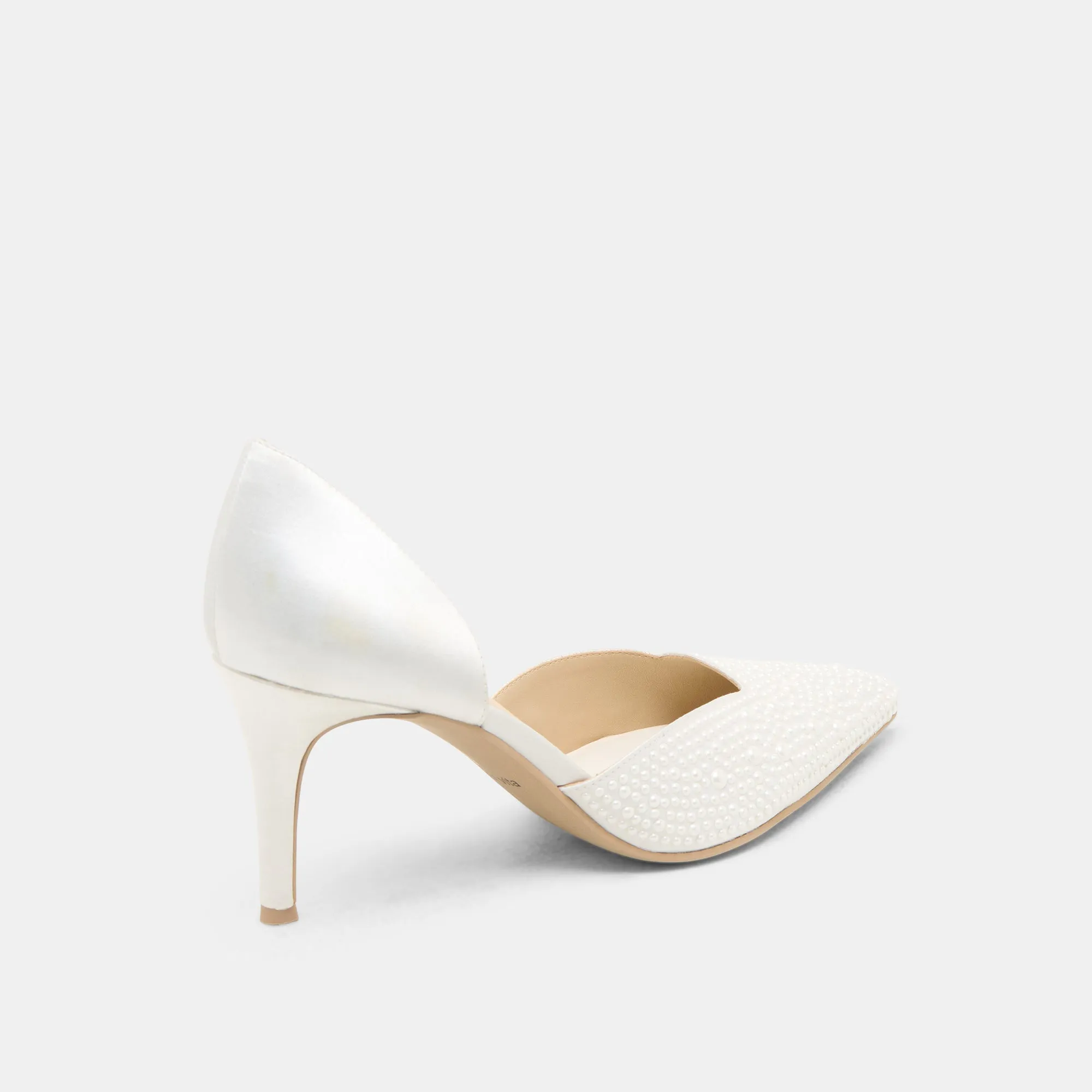 ELOY PEARL HEELS TRUE WHITE SATIN Clear Heels