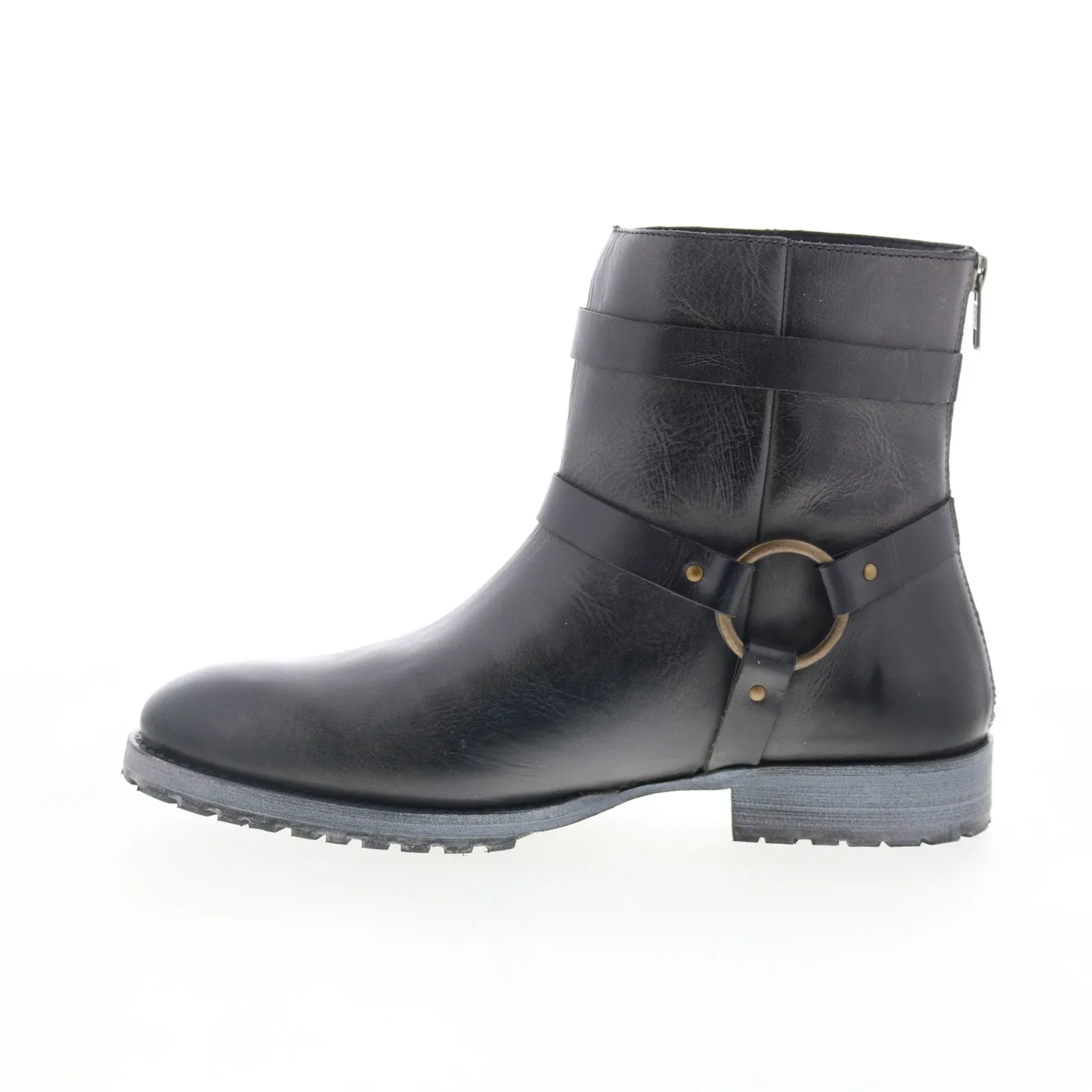 Dingo American Spirit DI-321 Mens Black Leather Zipper Casual Dress Boots Durable Layer