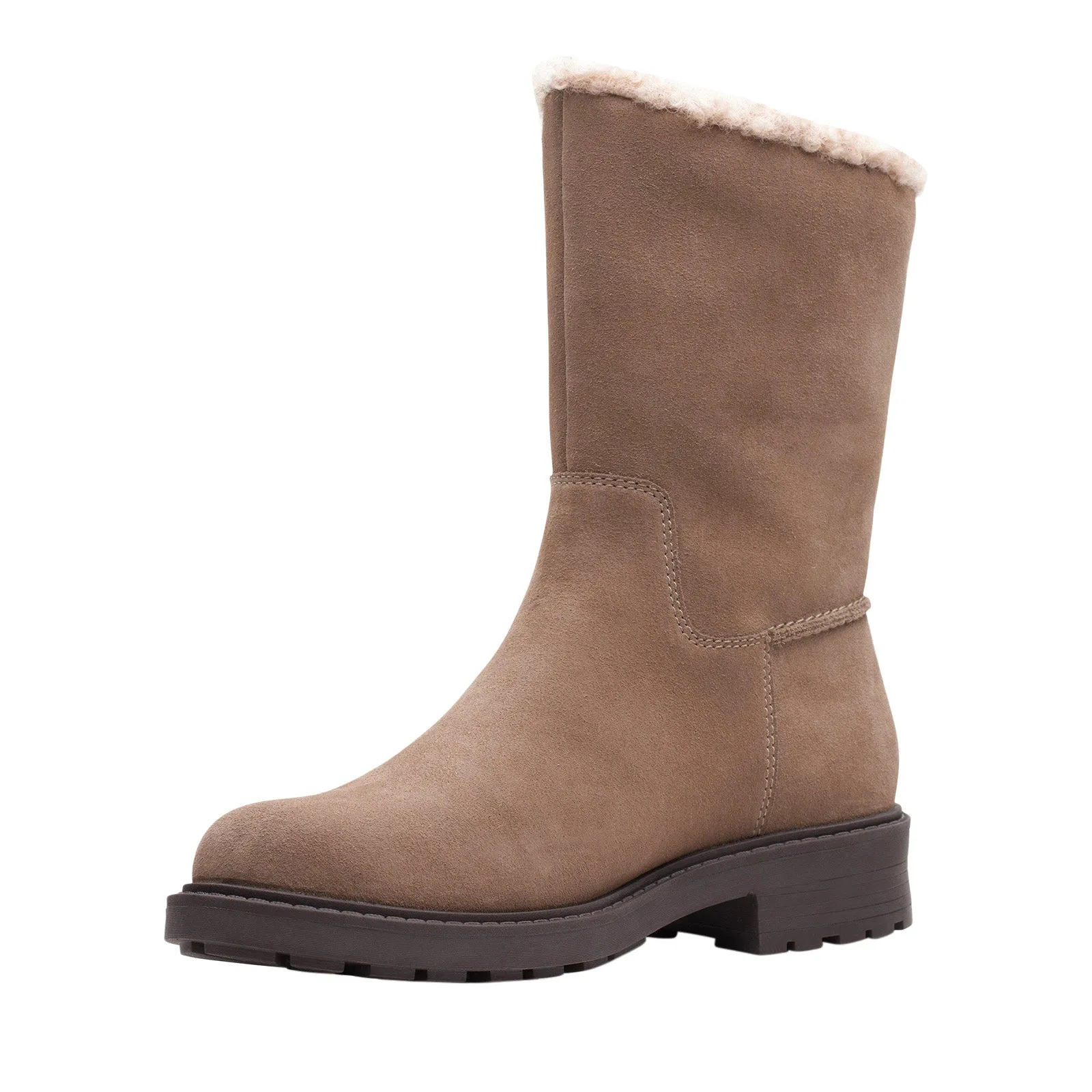 Clarks Opal Zip 26167829 Womens Brown Suede Zipper Casual Dress Boots Durable Stitching Comfort Straps