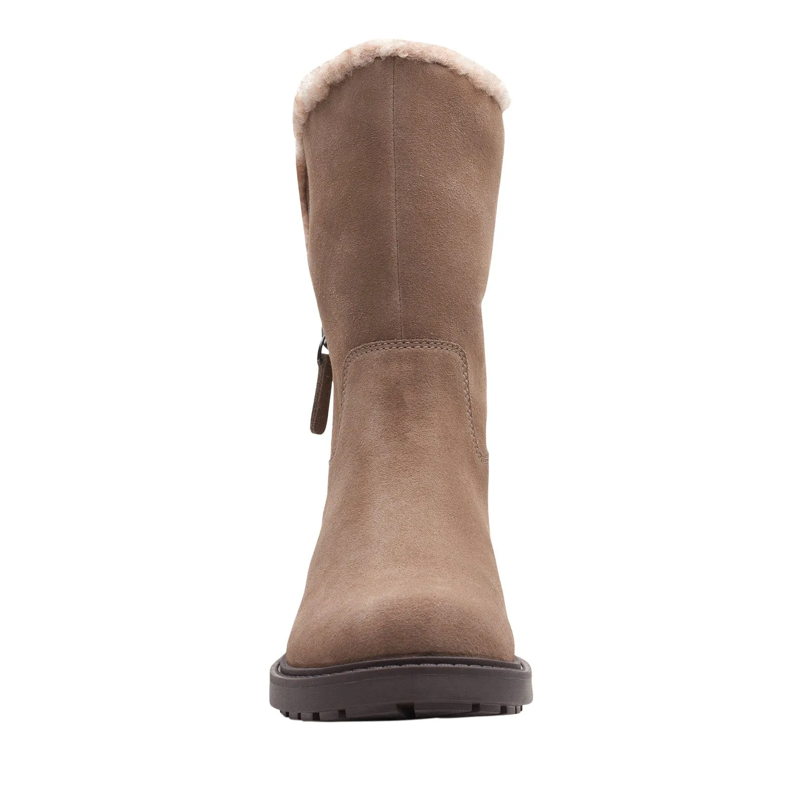 Fashionable Clarks Opal Zip 26167829 Womens Brown Suede Zipper Casual Dress Boots