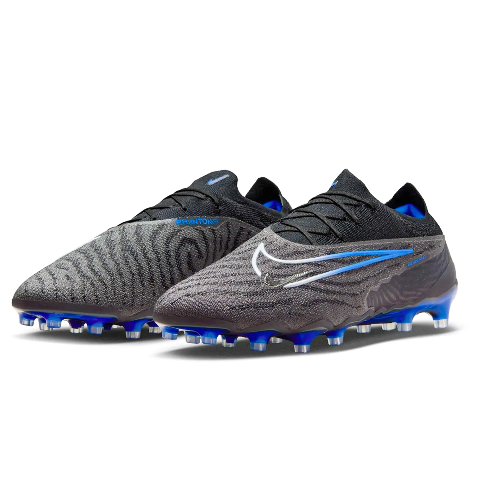 Shock Absorb Nike Phantom GX Elite AG-Pro Soccer Cleats (Black/Chrome-Hyper Royal)