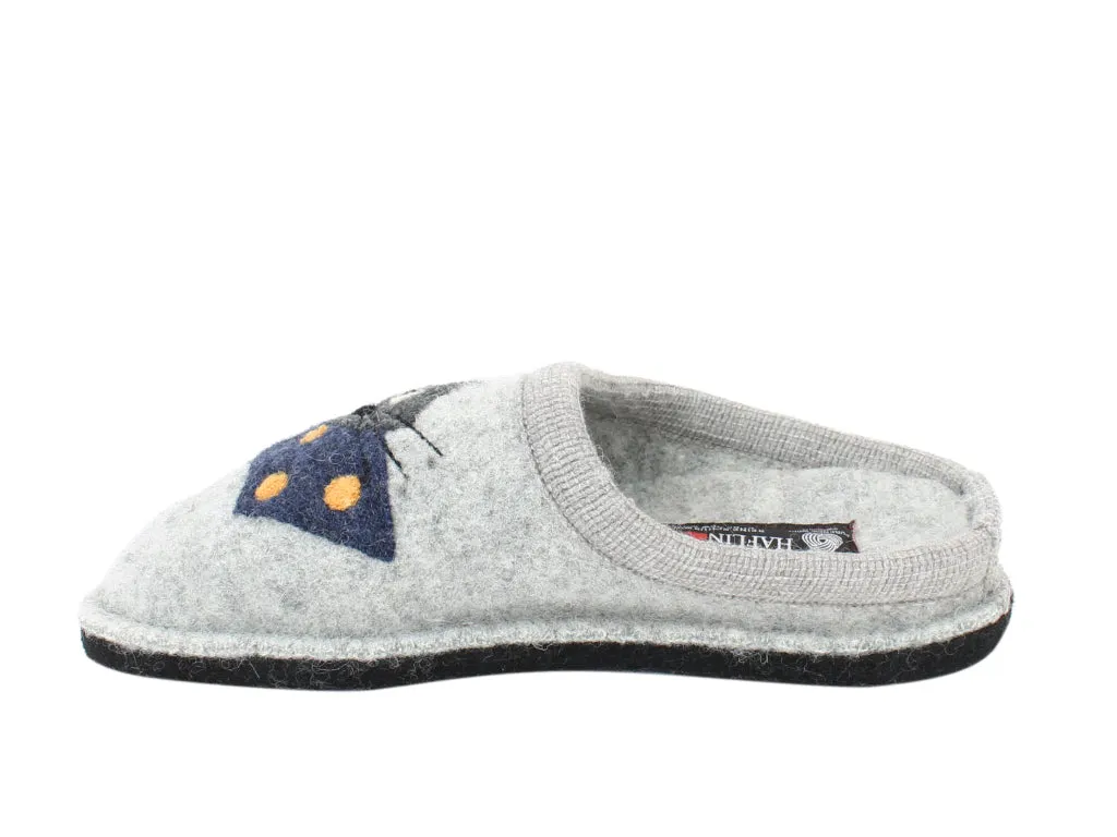 Haflinger Slippers Flair Cucho Cat Grey Water-Resistant Comfort
