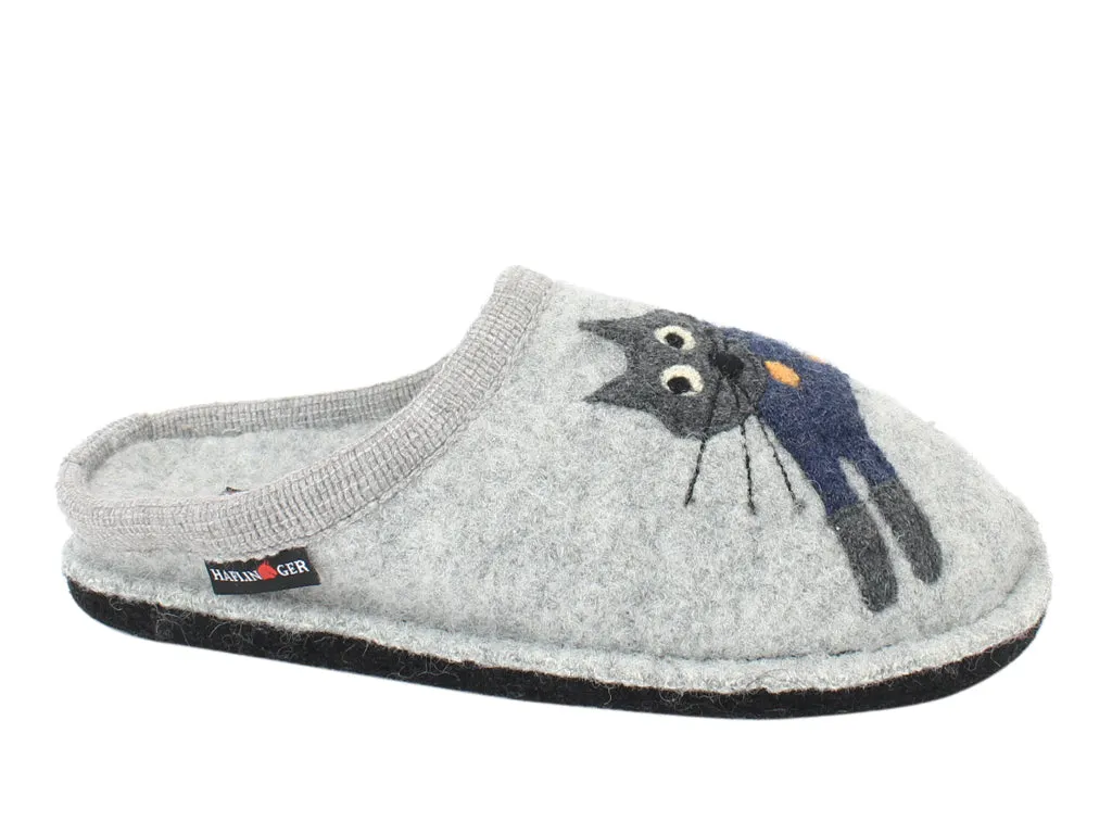 Haflinger Slippers Flair Cucho Cat Grey Comfort Slip-On Sandals