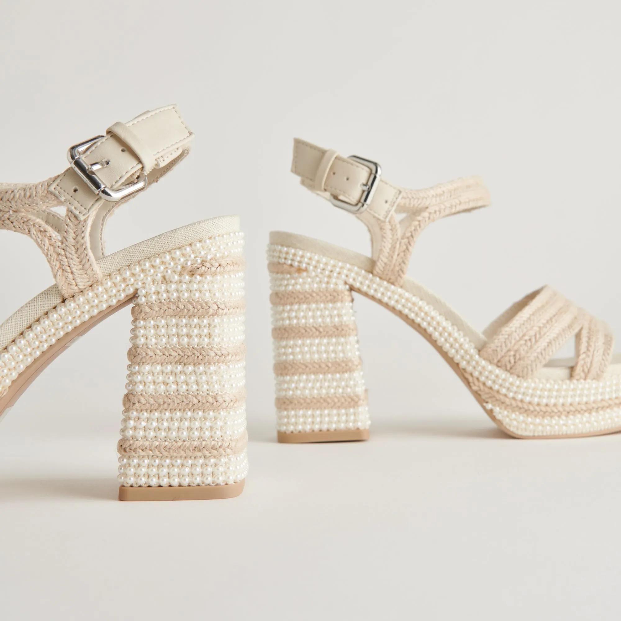 ANIRA PEARL HEELS IVORY PEARLS Adjustable Straps