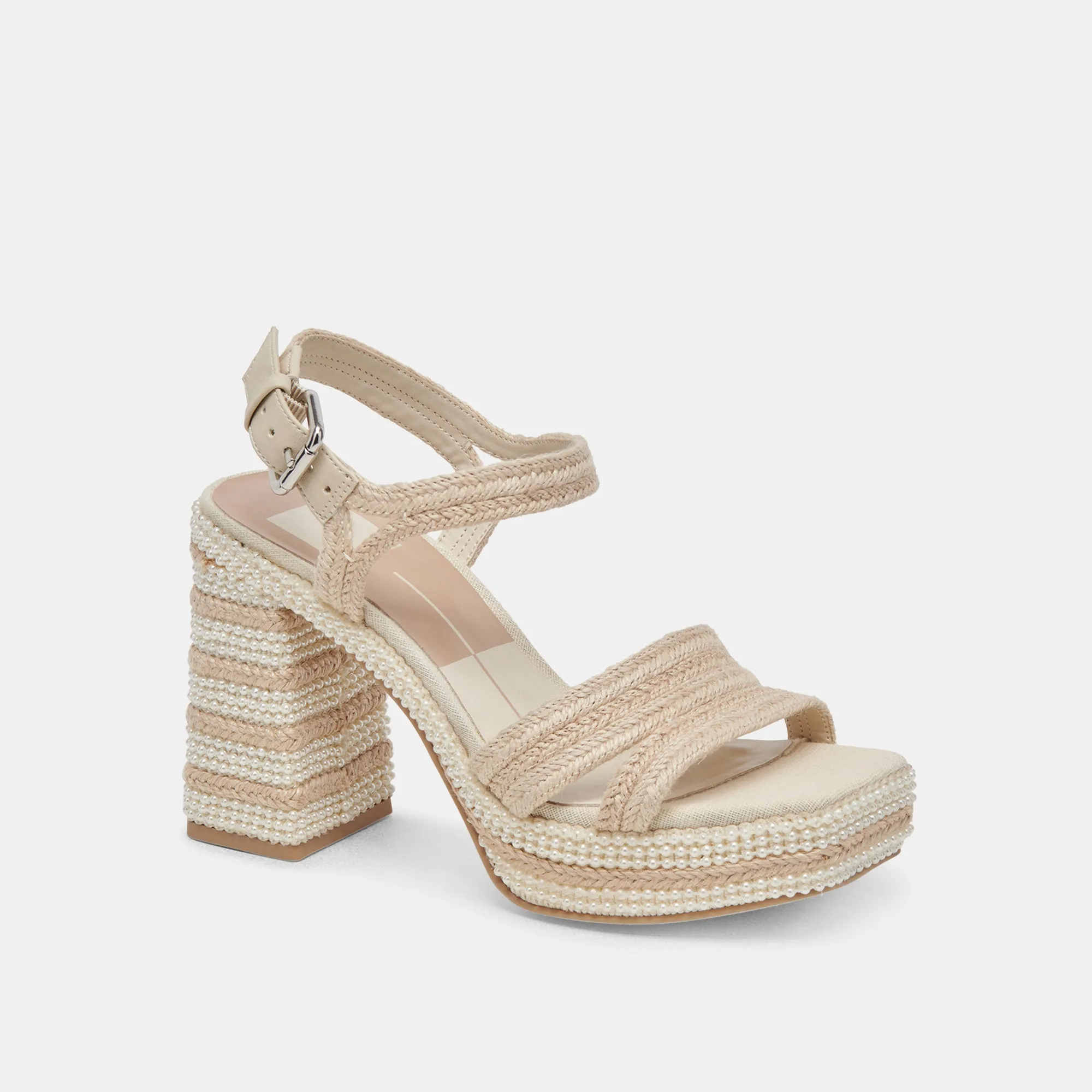 Peep Toe Sandals Comfortable Sandals ANIRA PEARL HEELS IVORY PEARLS