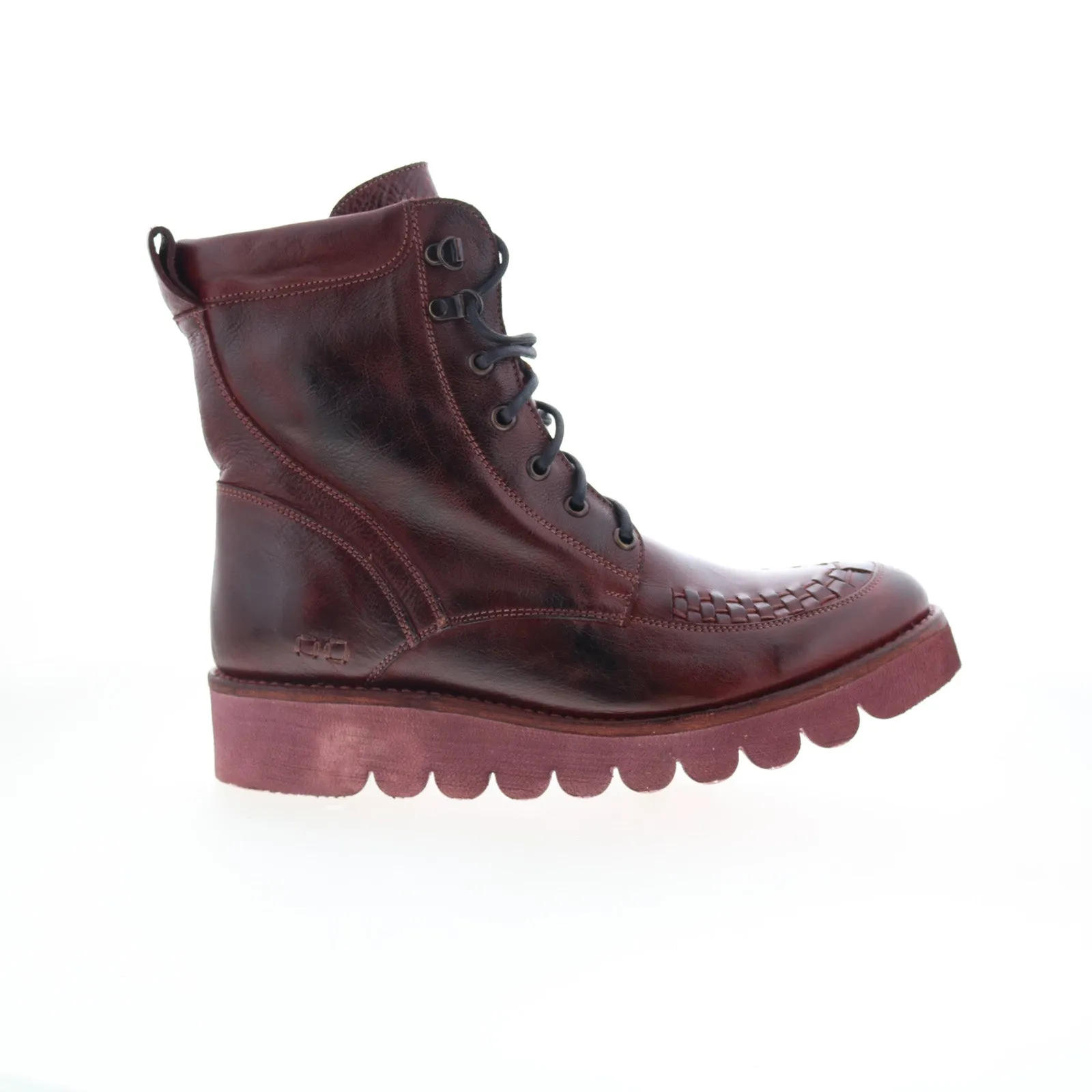 Bed Stu Elisha II F321018 Womens Burgundy Leather Lace Up Casual Dress Boots Work Approved Waterproof Protection