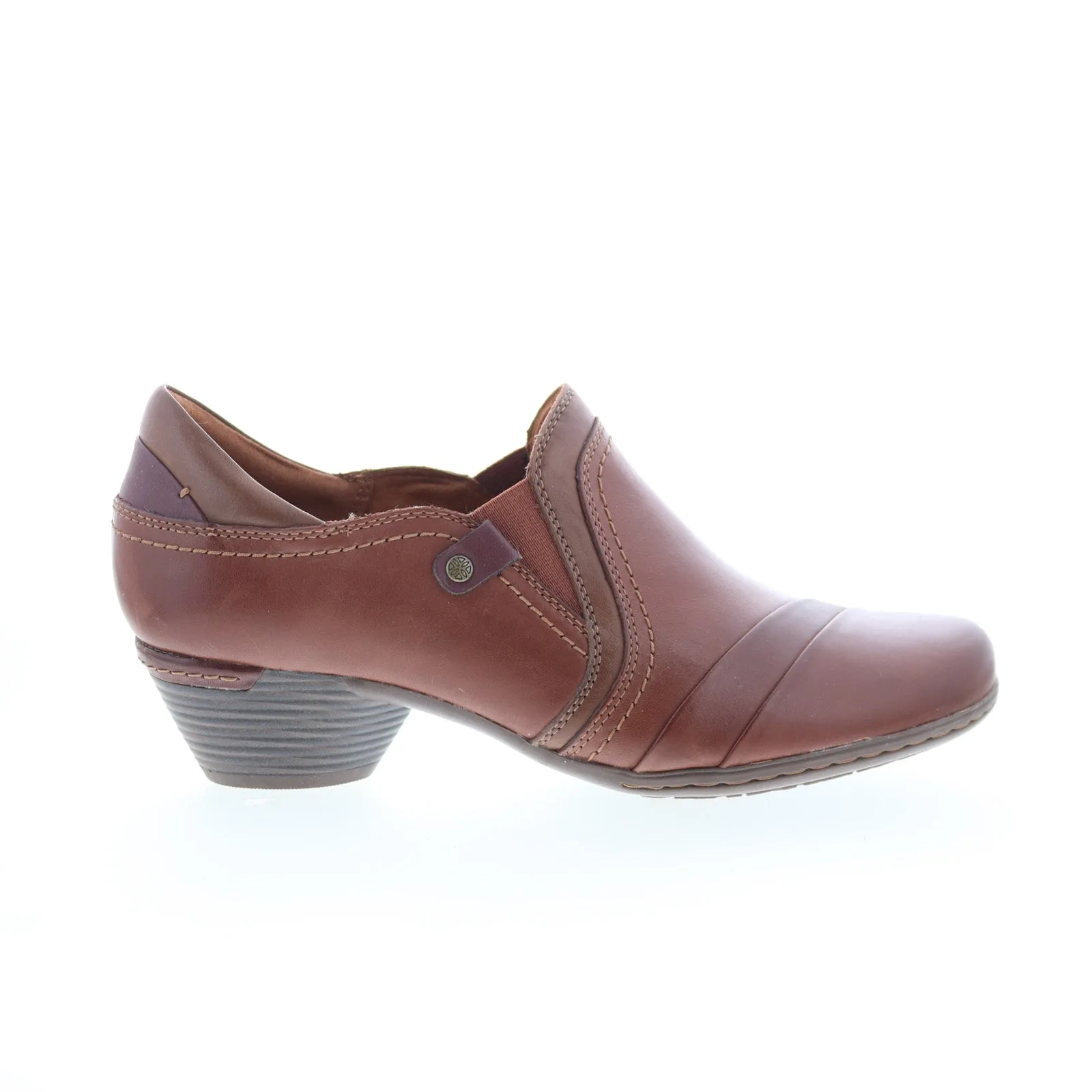 Cobb Hill Laurel Slip-On CI1739 Womens Brown Leather Ankle & Booties Boots Rugged Comfort Heavy Duty Support